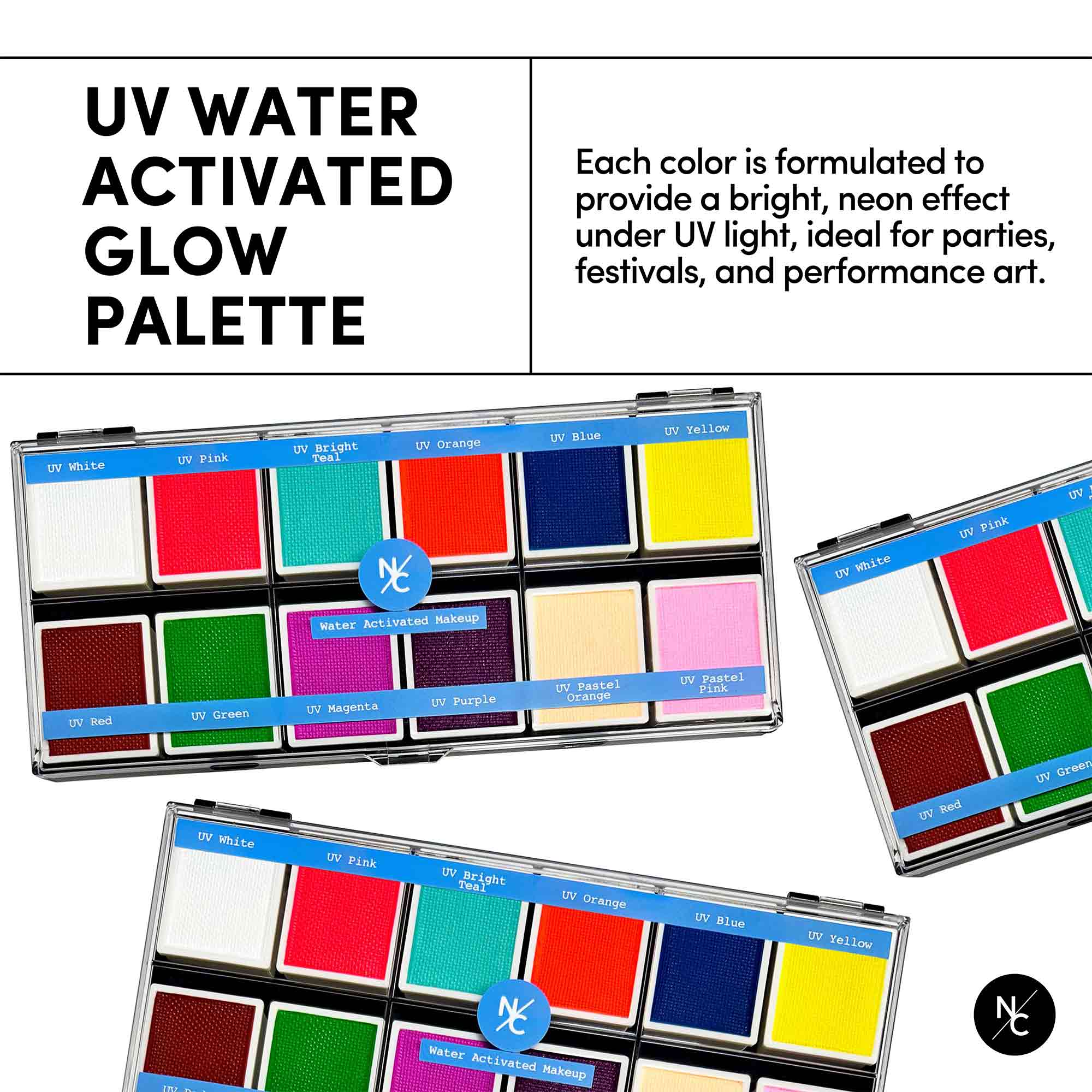 12 Color UV Water Activated Glow Palette