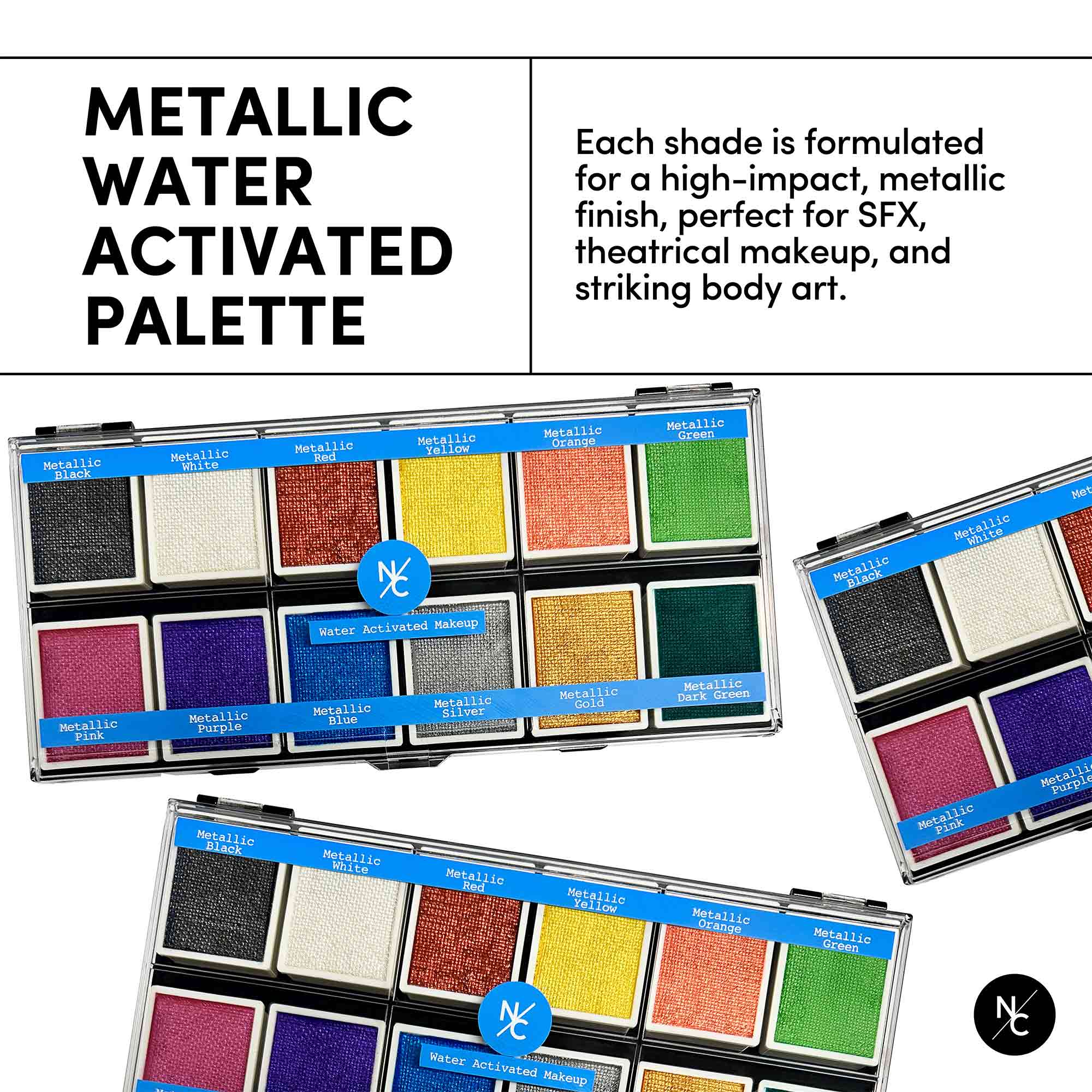 12 Color Metallic Water Activated Palette