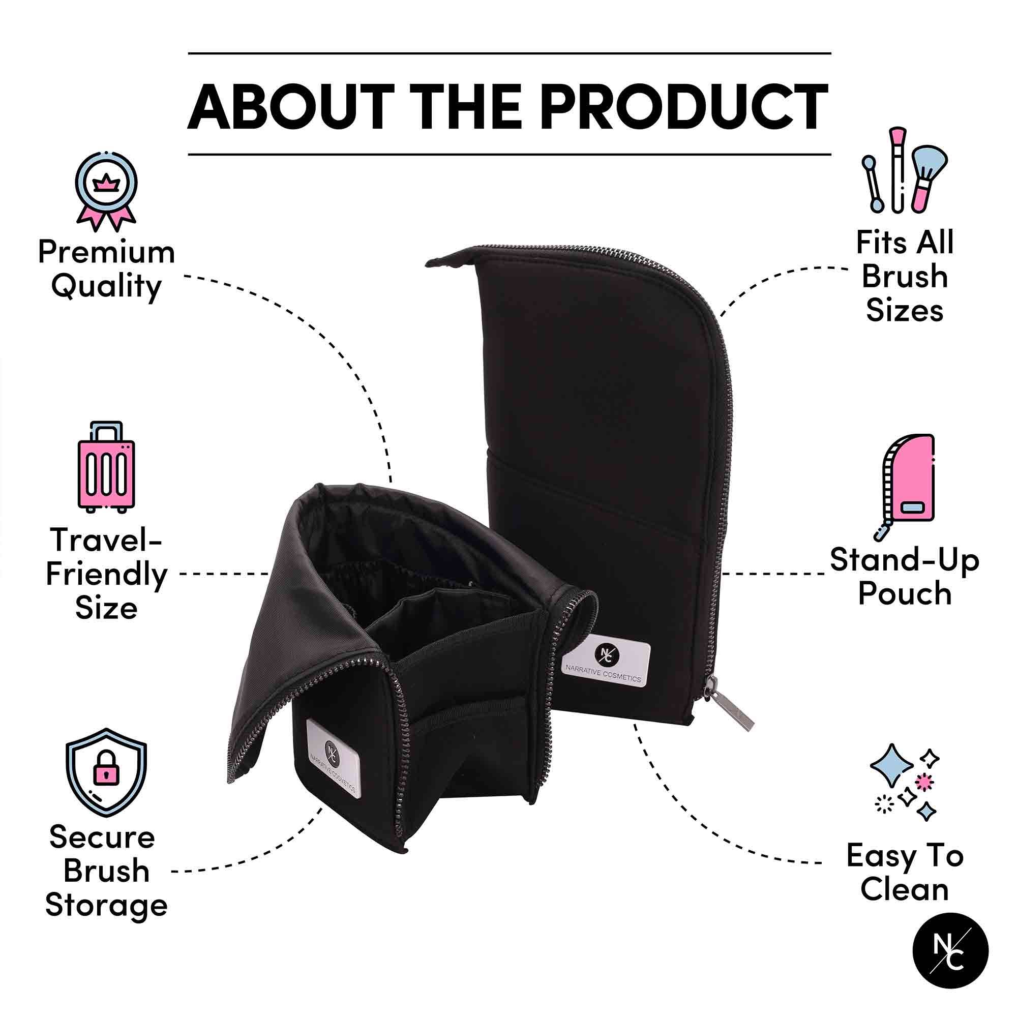 Stand-up Foldable Makeup Brush Bag for Professional Makeup Artists