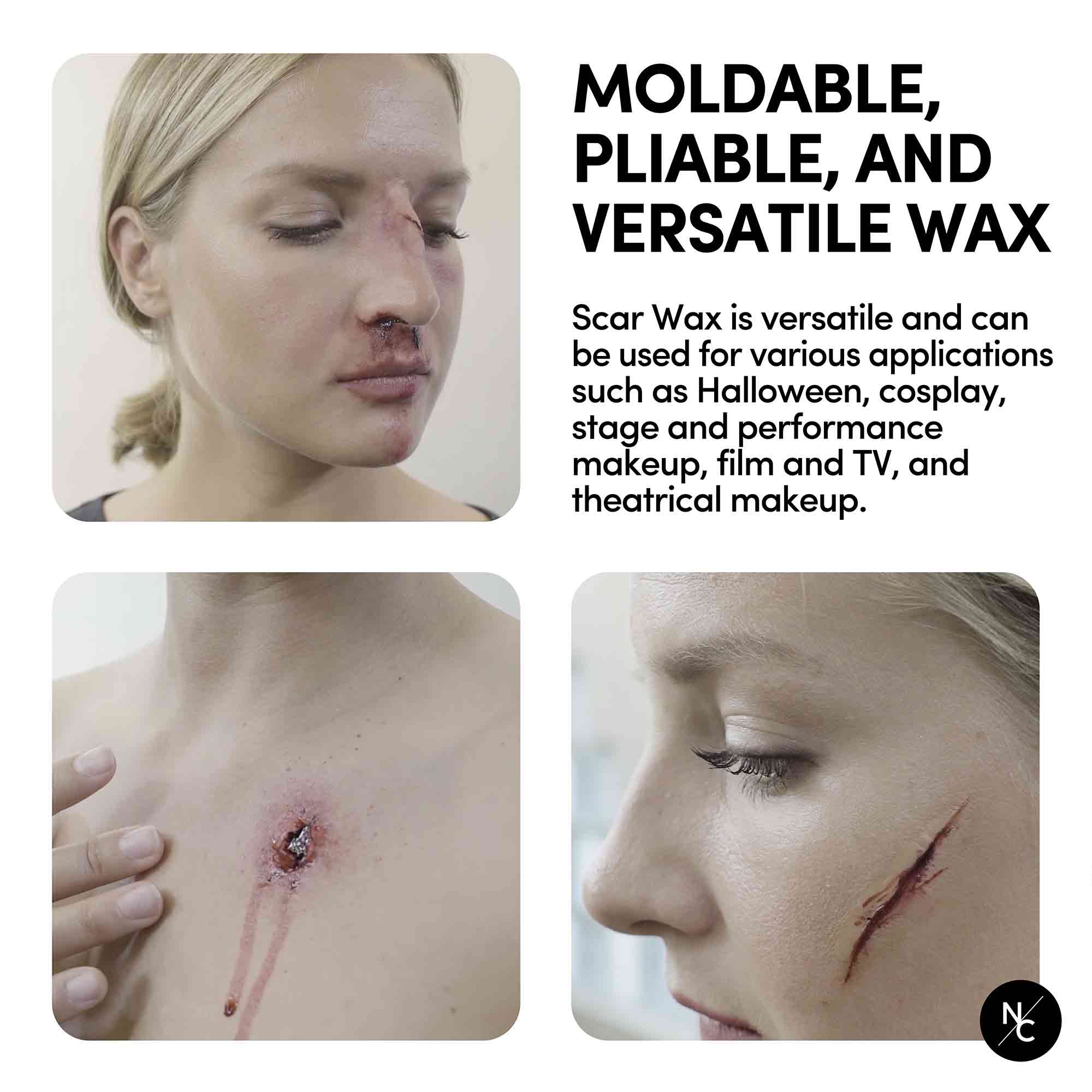 Scar Wax with Double-Ended Spatula, Moldable Wax for Realistic Cuts and Injuries