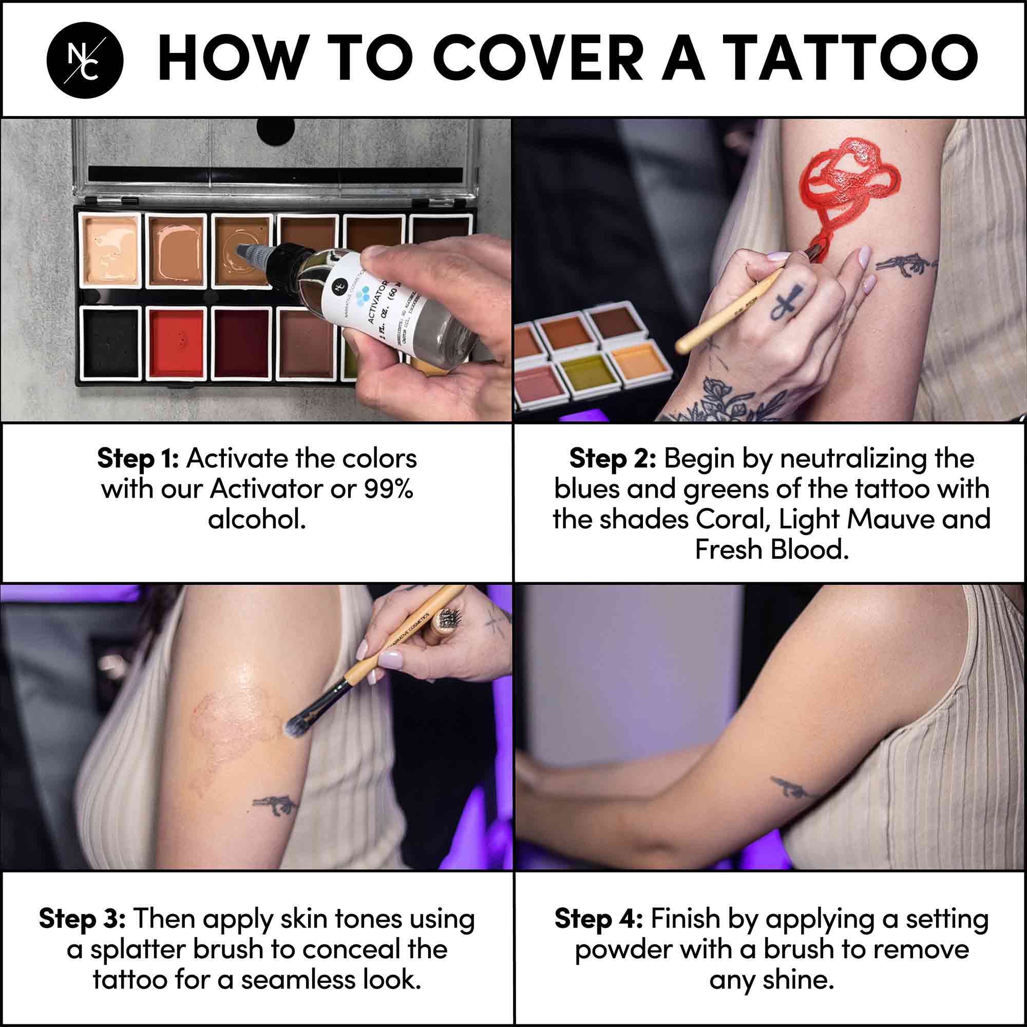 12-Color Tattoo Cover-Up Alcohol-Activated Palette