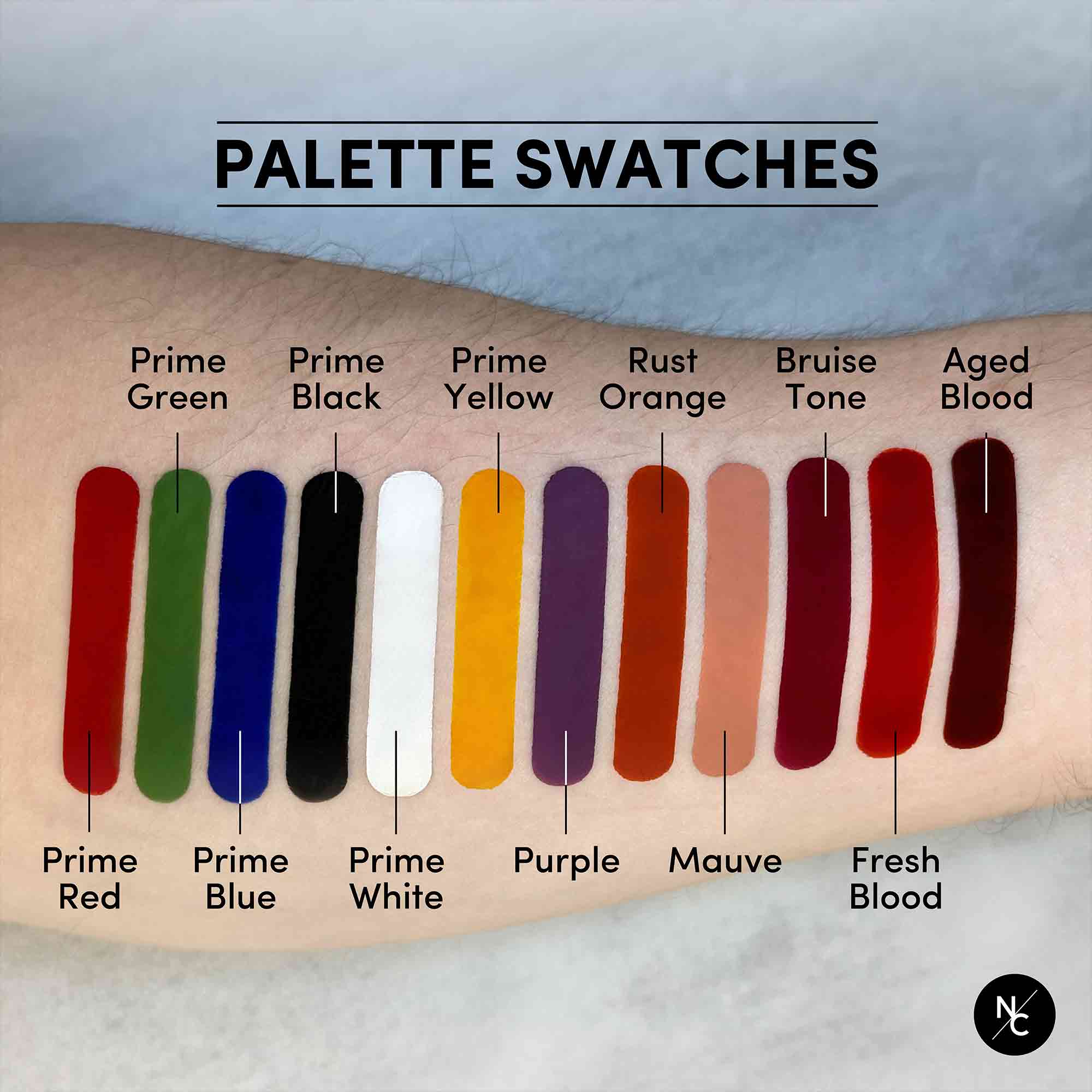 FX Alcohol Airbrush Paints shade swatch chart