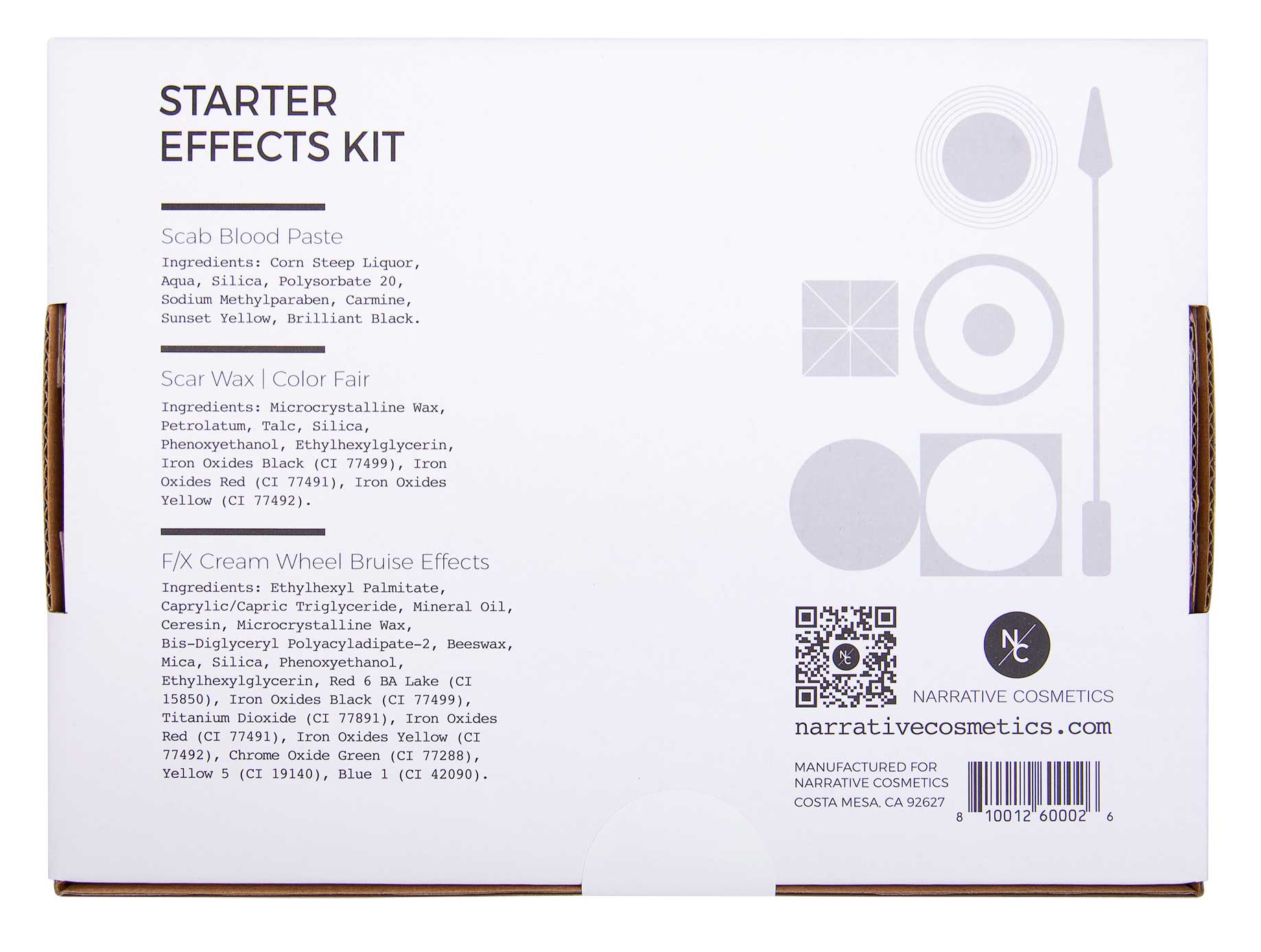 Starter Effects Kit retail box back panel with product details and applicator wand