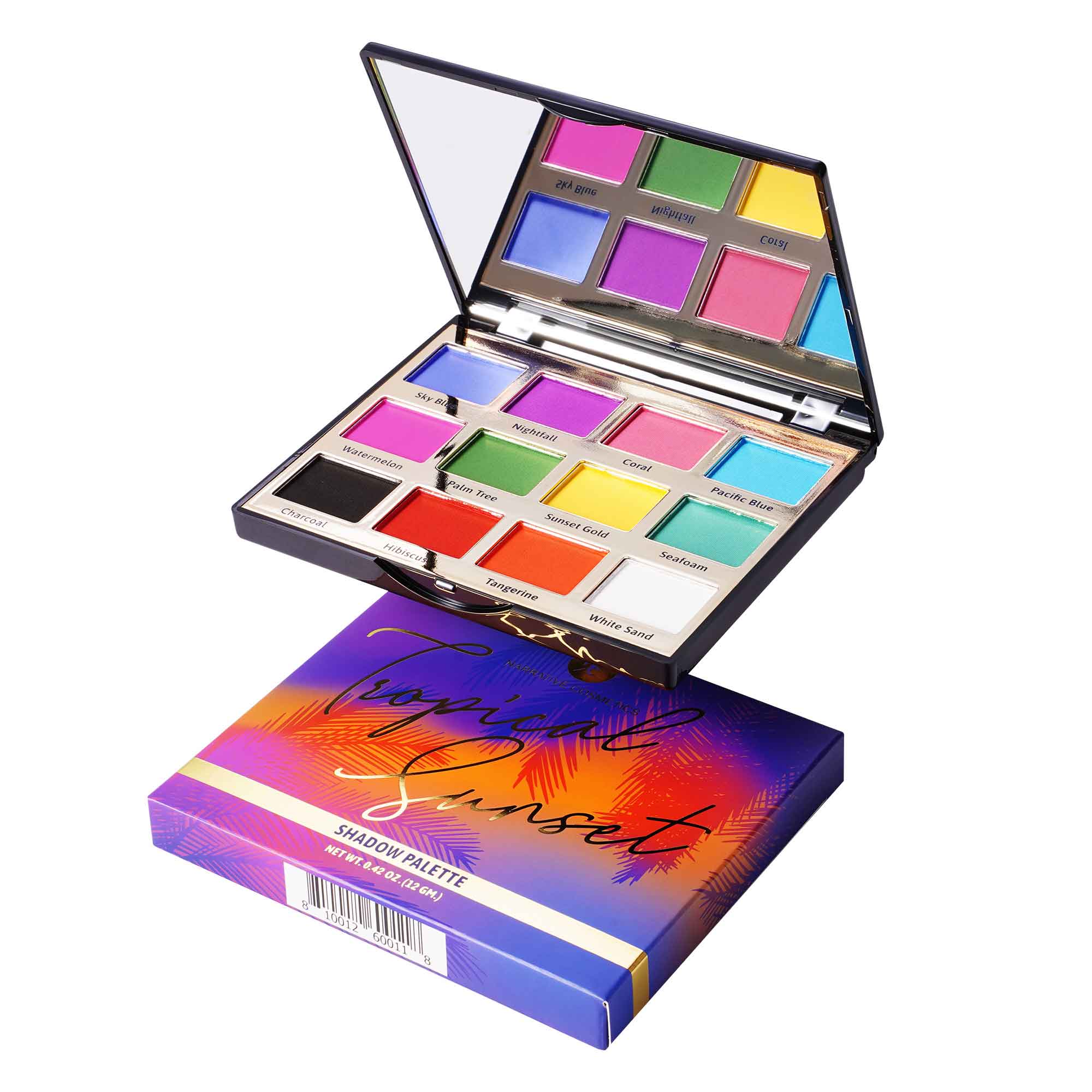 Talc Free 12 Color Tropical Sunset Eyeshadow Palette