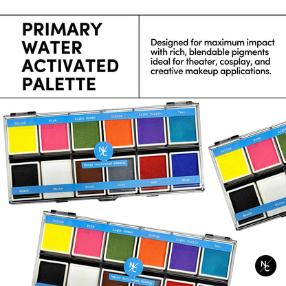 12 Color Primary Water Activated Palette