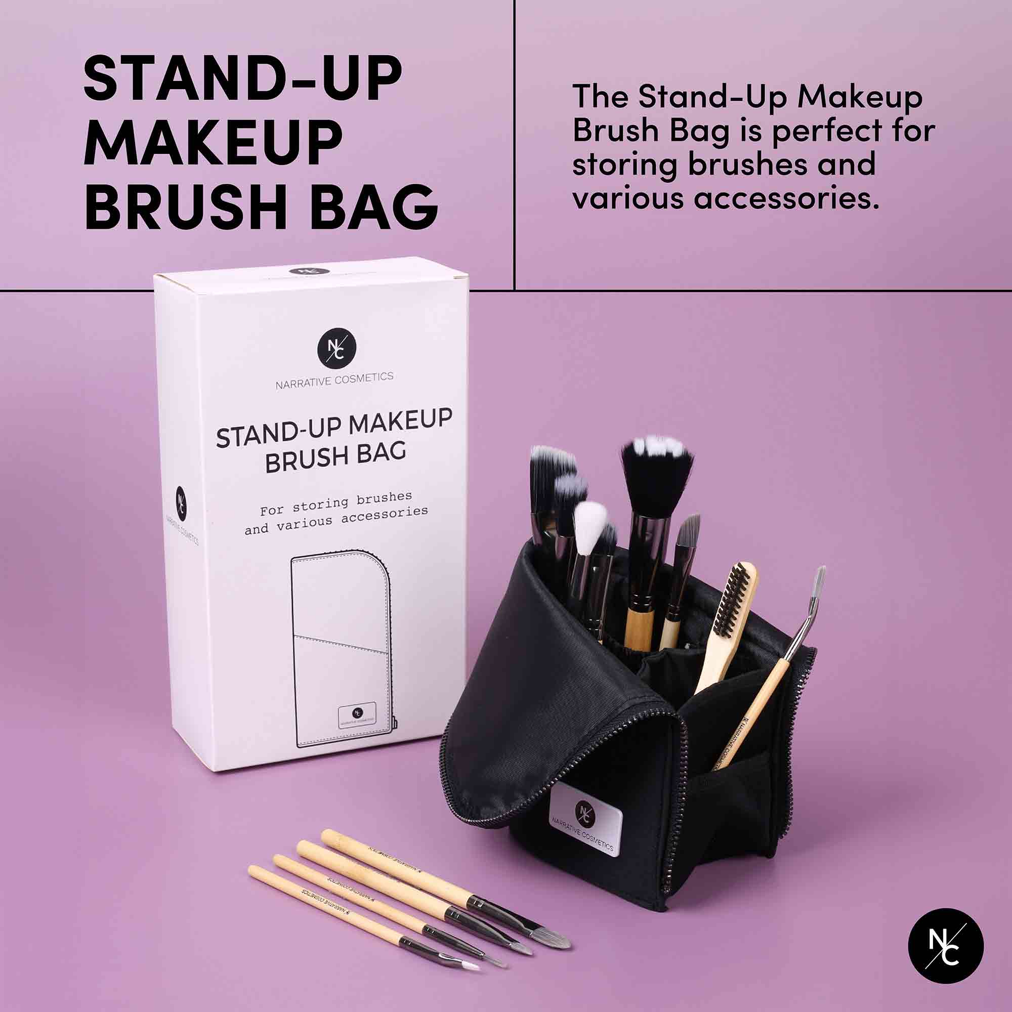 Stand-up Foldable Makeup Brush Bag for Professional Makeup Artists