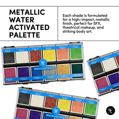 12 Color Metallic Water Activated Palette