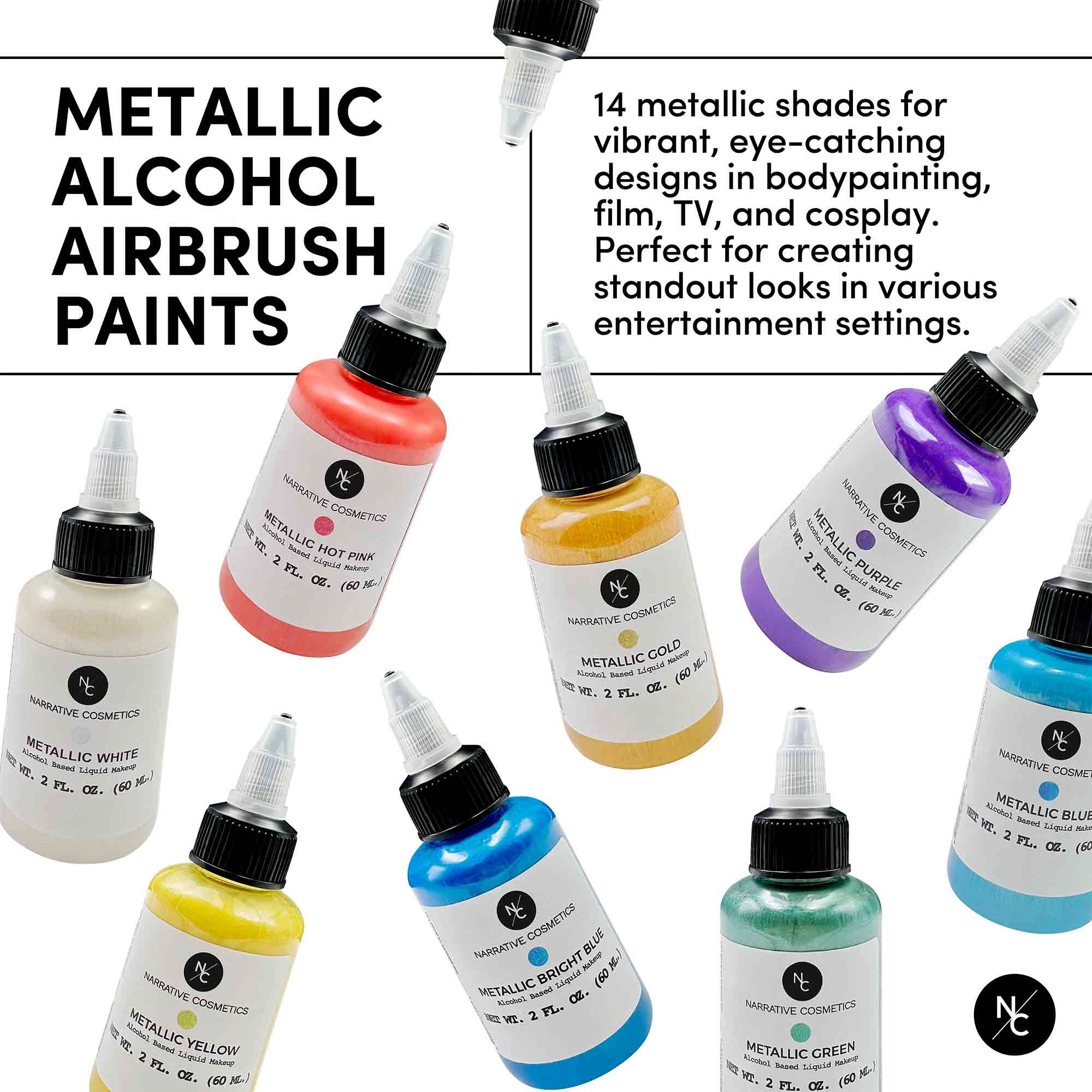 Metallic Alcohol Airbrush Paints — 2 fl oz / 60 ml