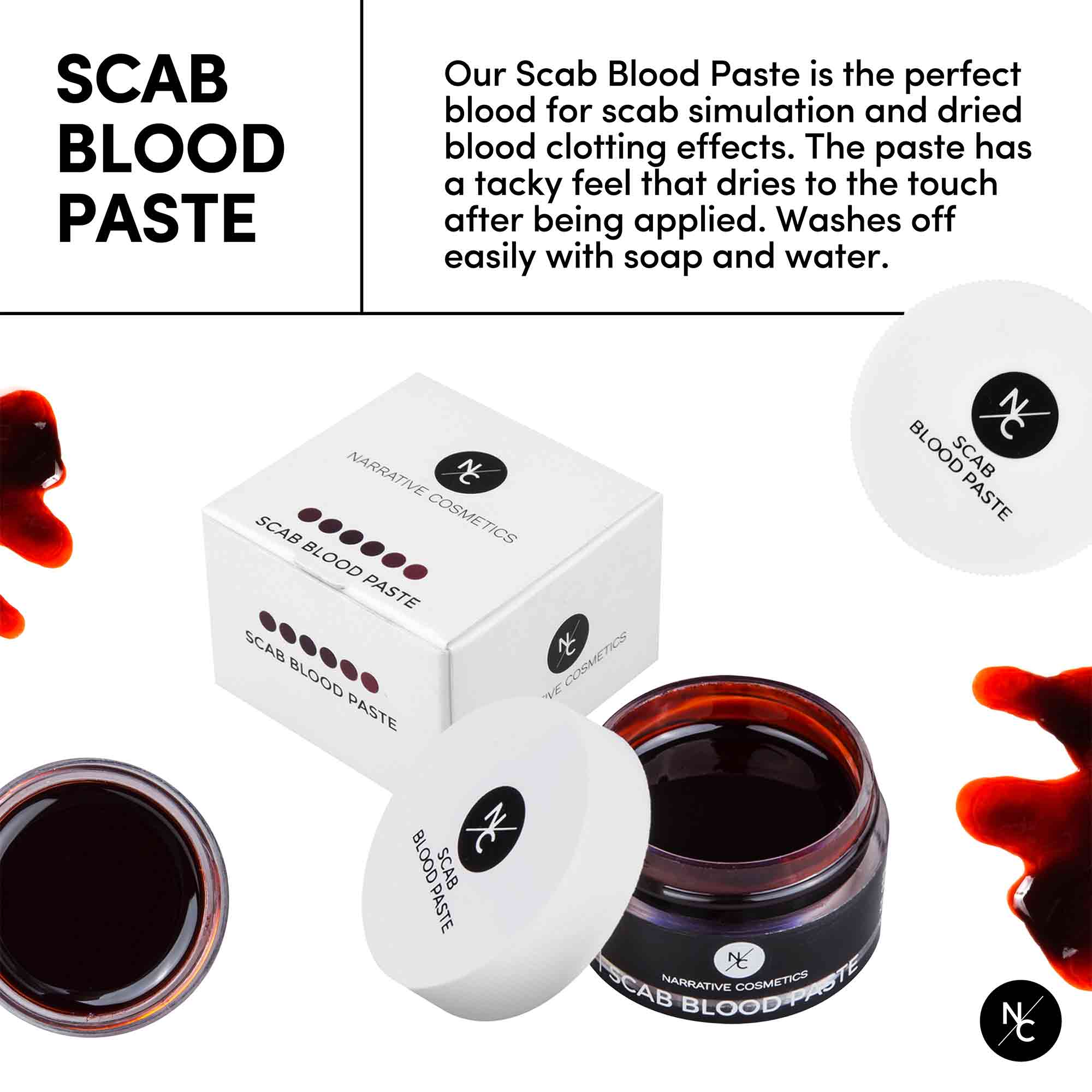 Scab Blood Paste Professional SFX Makeup for Realistic Cuts and Wounds, 1.41 Oz.