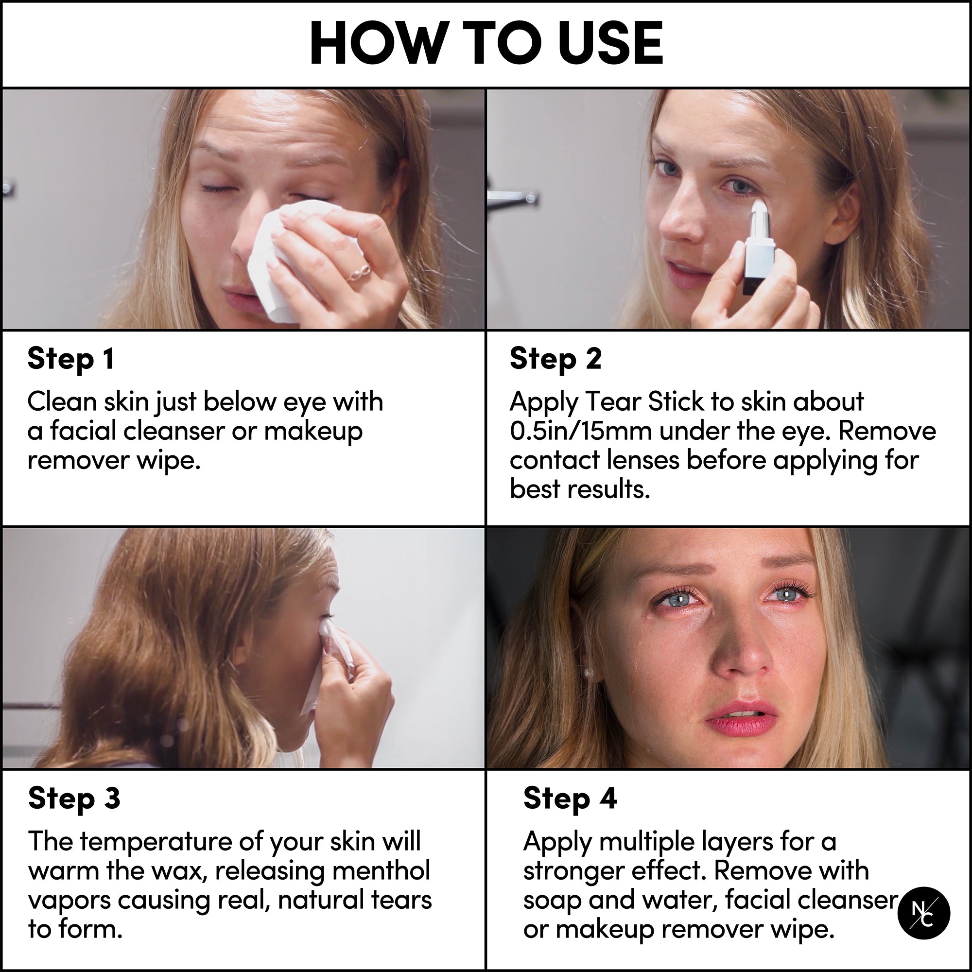How to use Tear Stick step-by-step instruction graphic