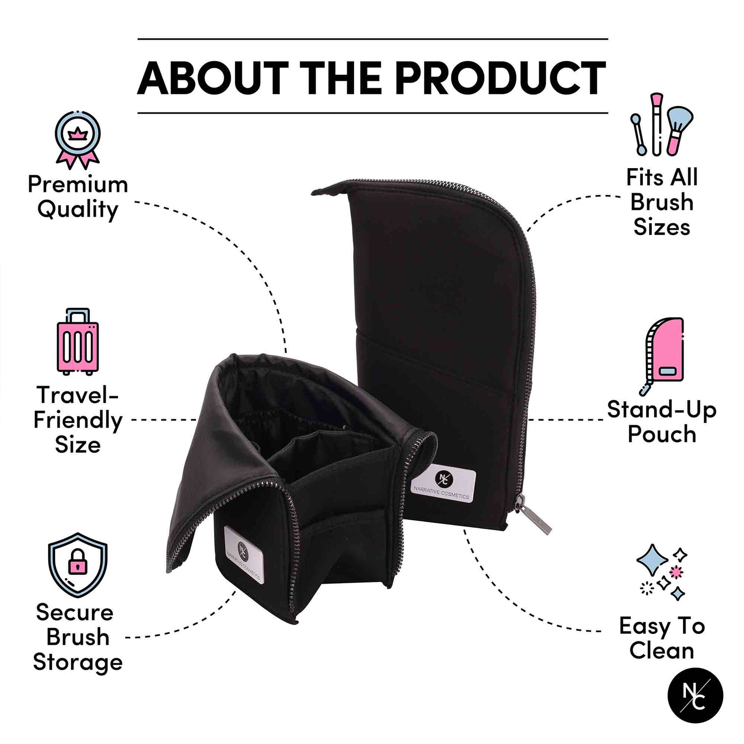 Stand-up Foldable Makeup Brush Bag for Professional Makeup Artists