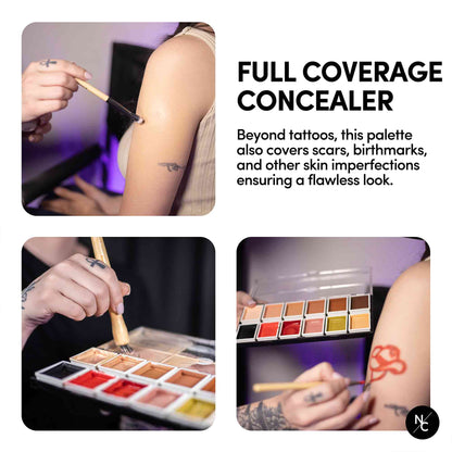 12-Color Tattoo Cover-Up Alcohol-Activated Palette