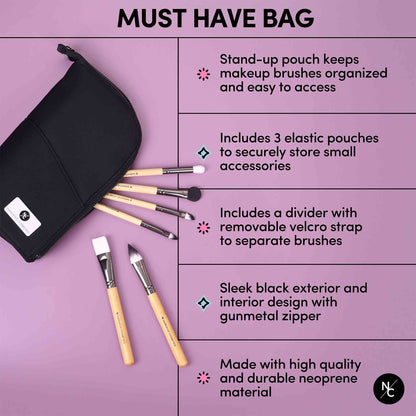 Stand-up Foldable Makeup Brush Bag for Professional Makeup Artists