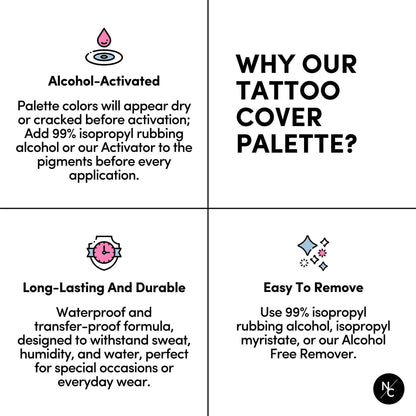 12-Color Tattoo Cover-Up Alcohol-Activated Palette