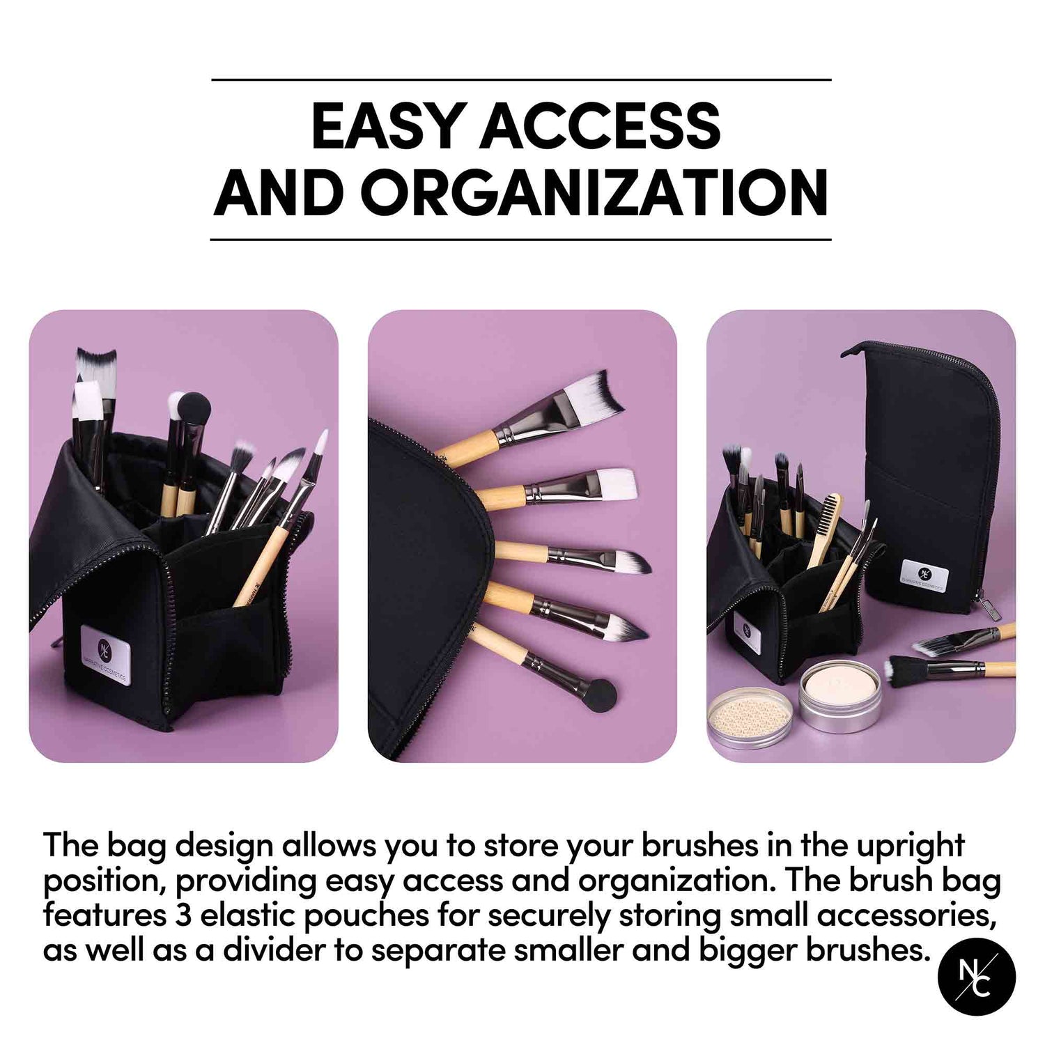 Stand-up Foldable Makeup Brush Bag for Professional Makeup Artists