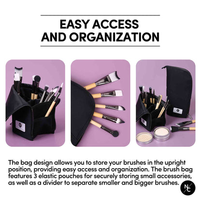 Stand-up Foldable Makeup Brush Bag for Professional Makeup Artists