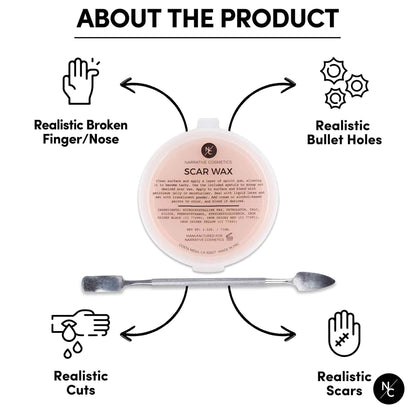 Scar Wax with Double-Ended Spatula, Moldable Wax for Realistic Cuts and Injuries