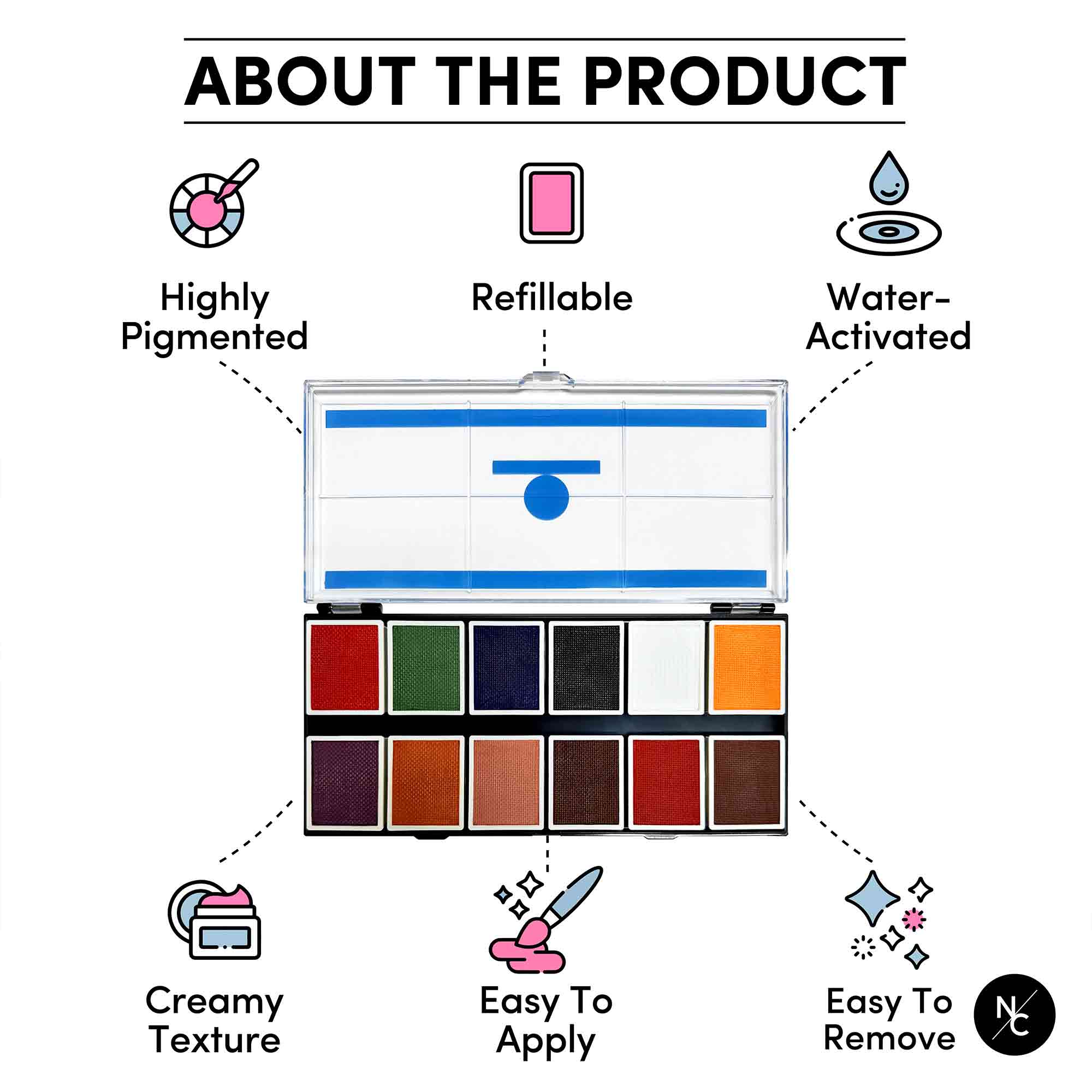 12 Color FX Water Activated Palette