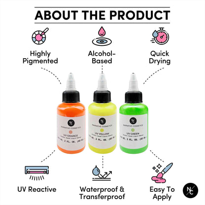 UV Fluorescent Alcohol Airbrush Paints - 2 fl oz