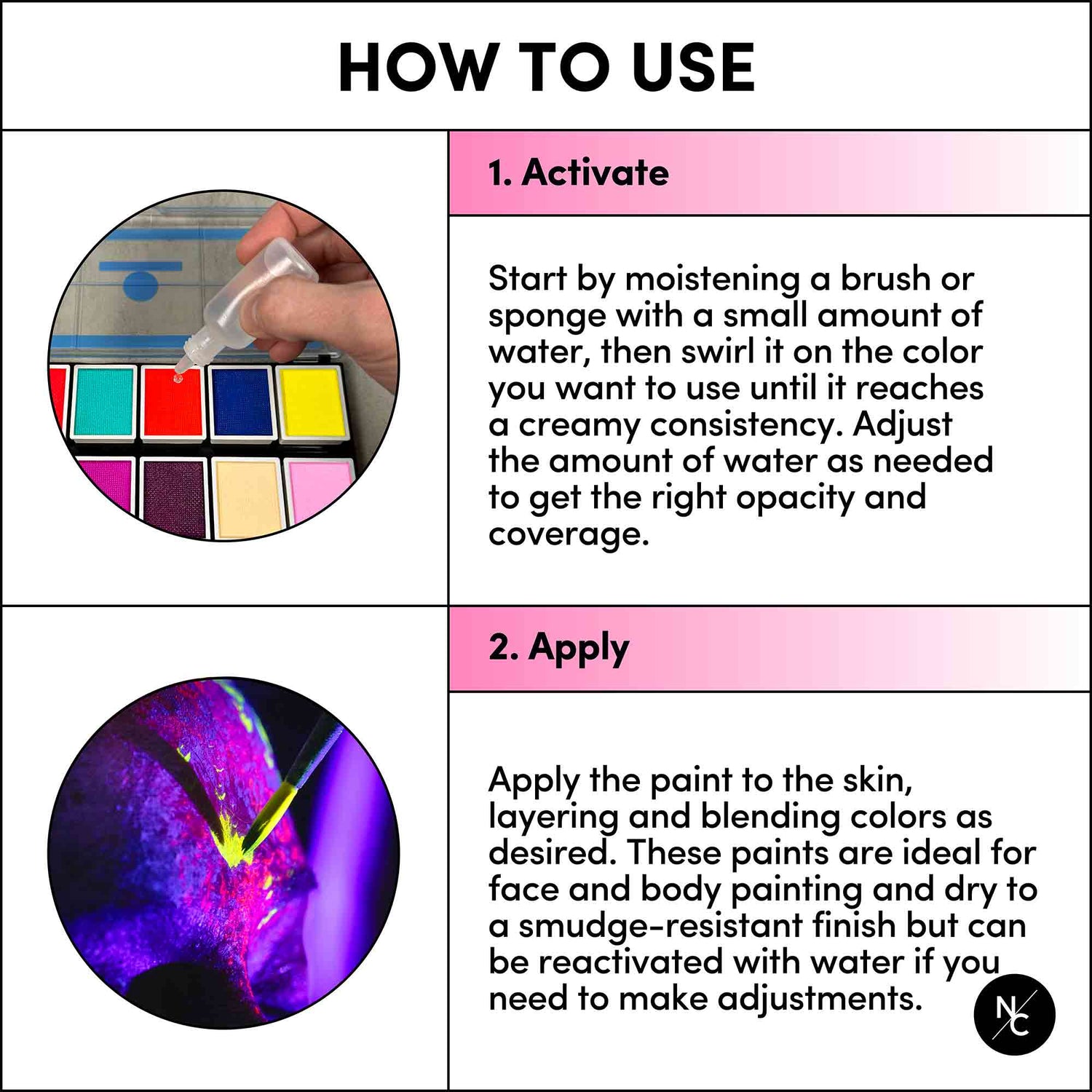 12 Color UV Water Activated Glow Palette