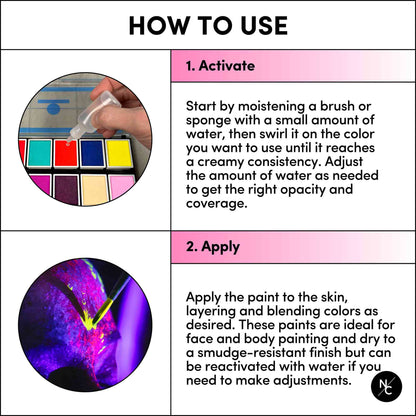 12 Color UV Water Activated Glow Palette