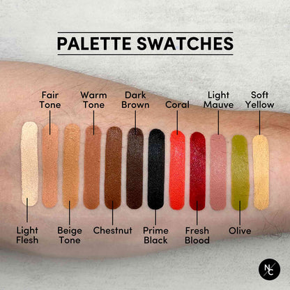 12-Color Tattoo Cover-Up Alcohol-Activated Palette