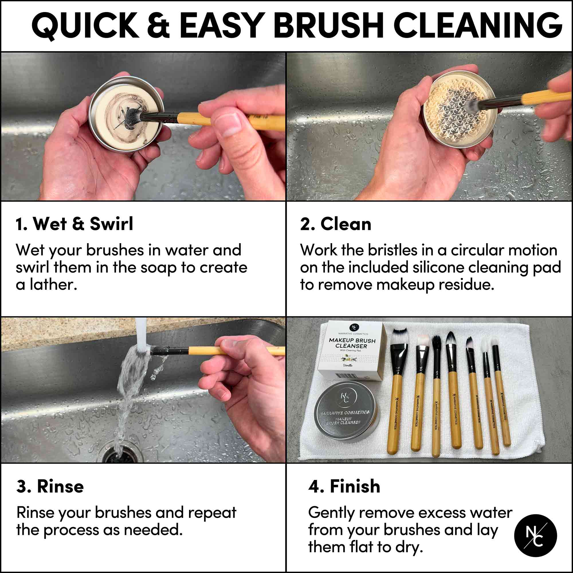 Solid Makeup Brush Cleanser Soap for Cosmetic Brushes with Silicone Cleaning Pad - Vanilla Fragrance, 2.45 Oz., Professional Makeup