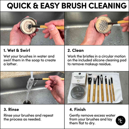 Solid Makeup Brush Cleanser Soap for Cosmetic Brushes with Silicone Cleaning Pad - Vanilla Fragrance, 2.45 Oz., Professional Makeup