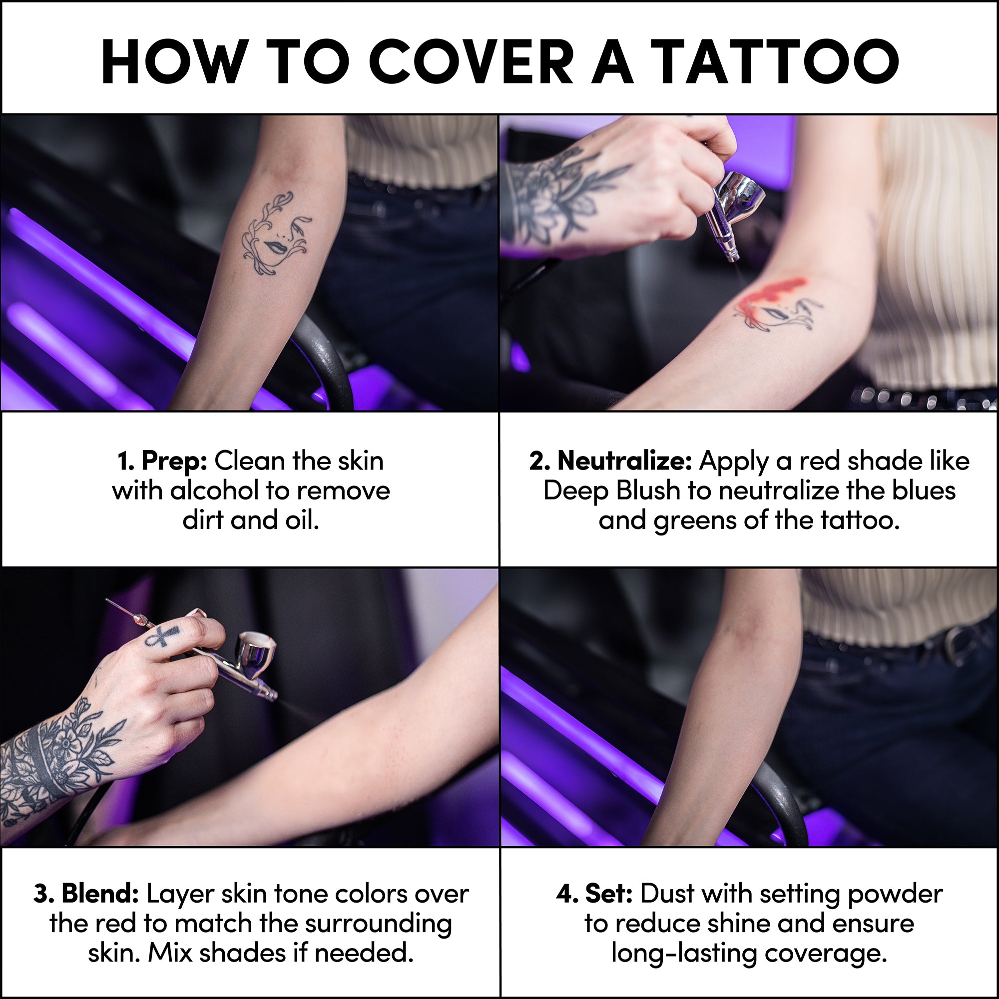How to cover a tattoo with Flesh Tone Alcohol Airbrush Paints