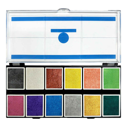 12 Color Metallic Water Activated Palette