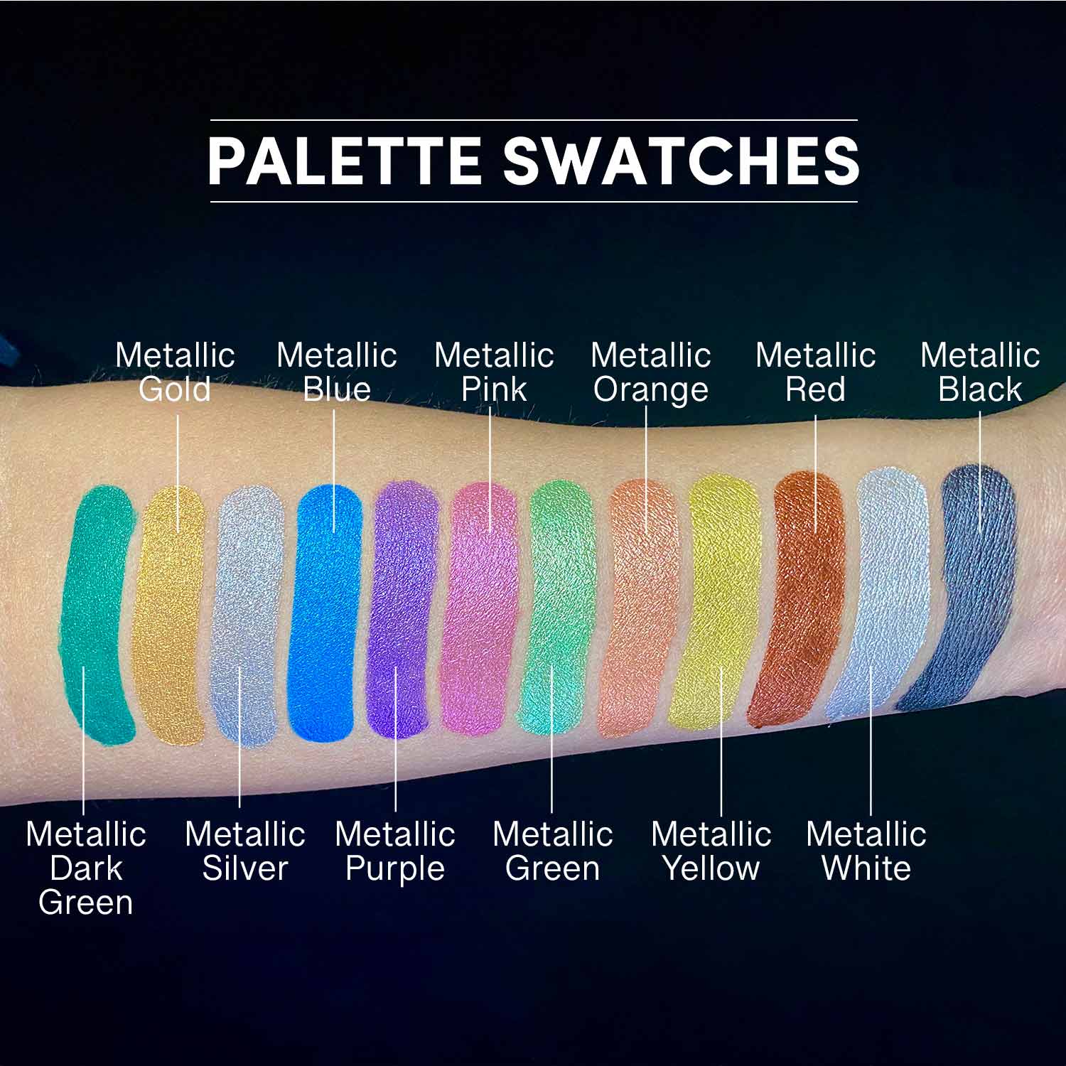 12 Color Metallic Water Activated Palette