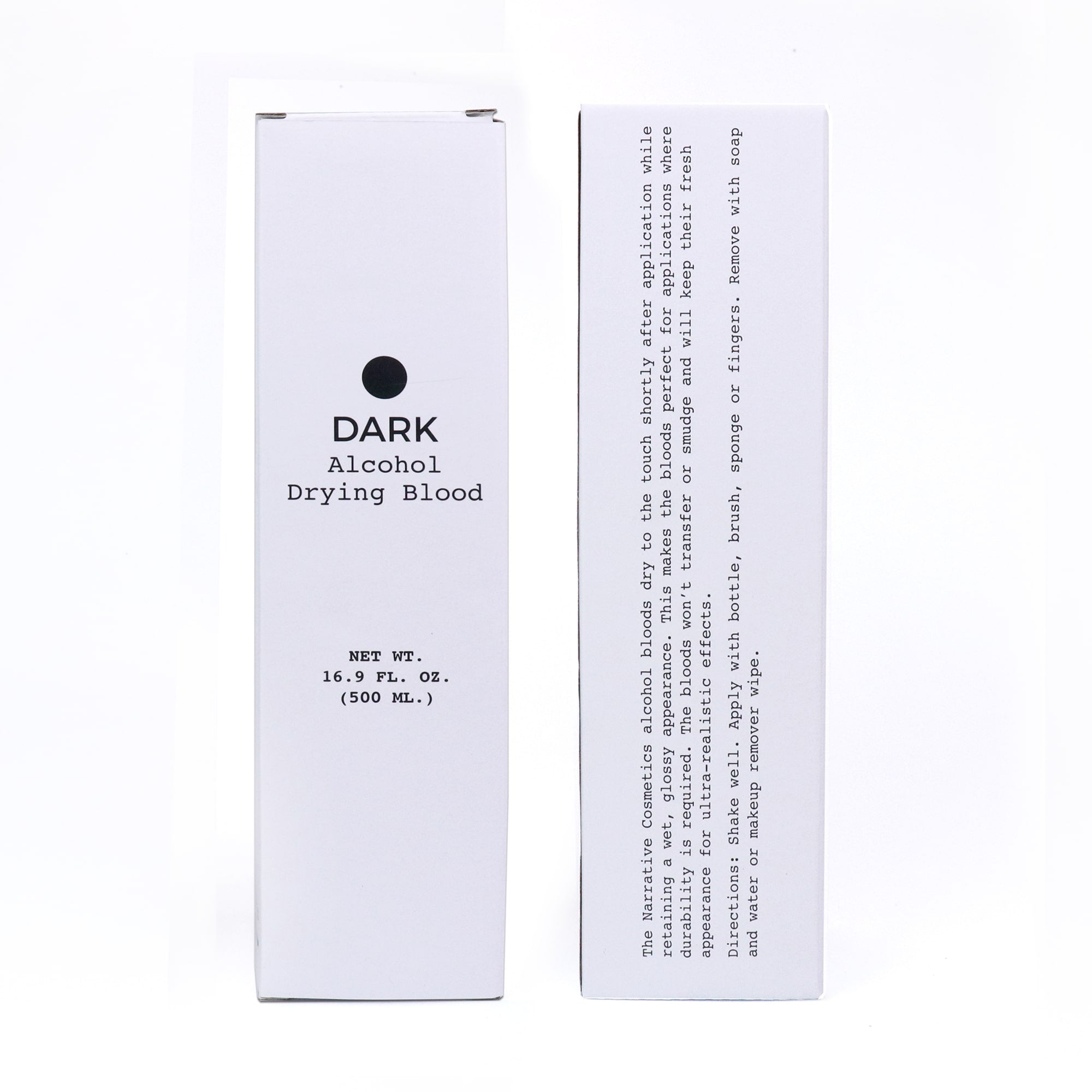 Alcohol Drying Blood Dark retail box with product information panel