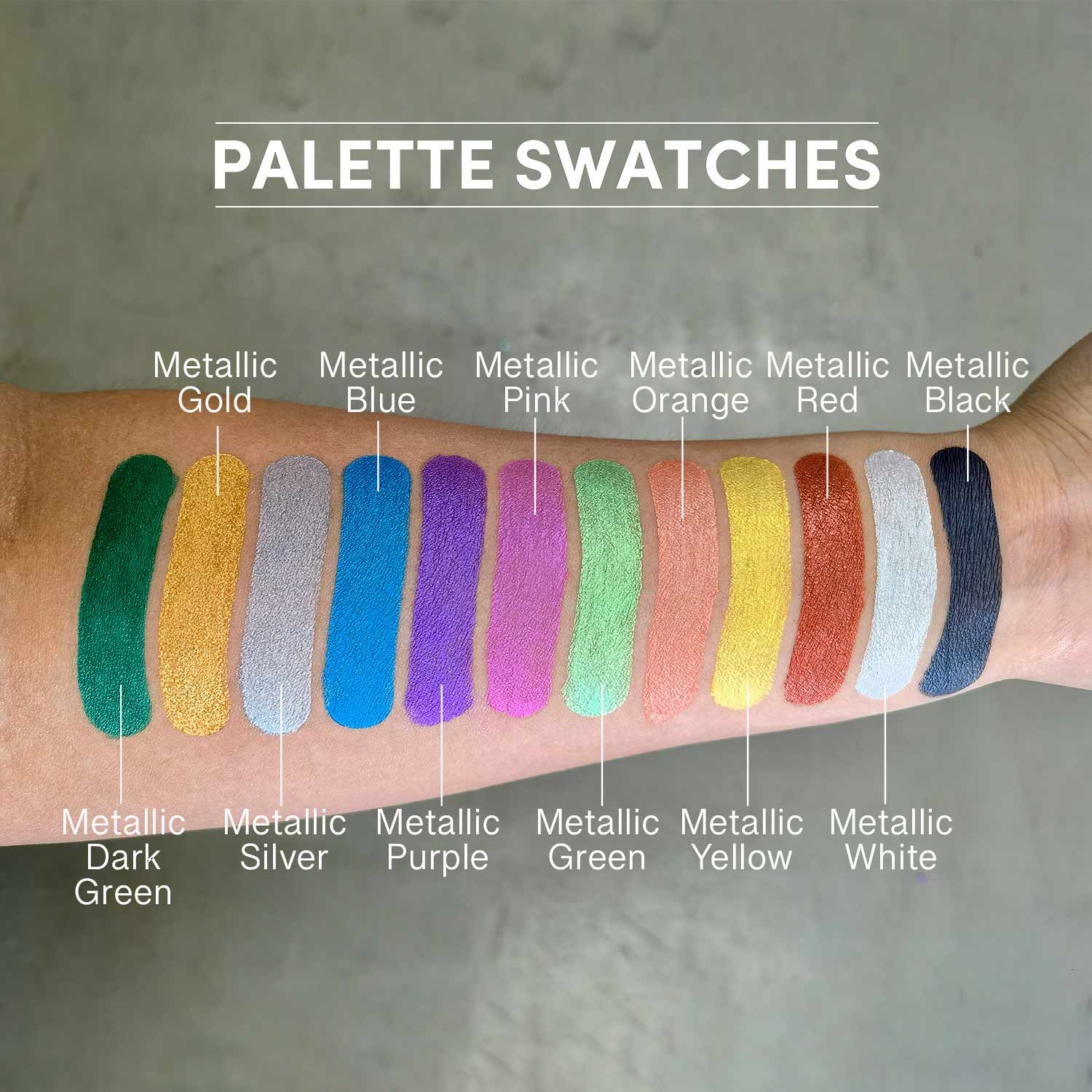 12 Color Metallic Water Activated Palette