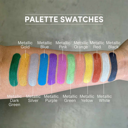 12 Color Metallic Water Activated Palette