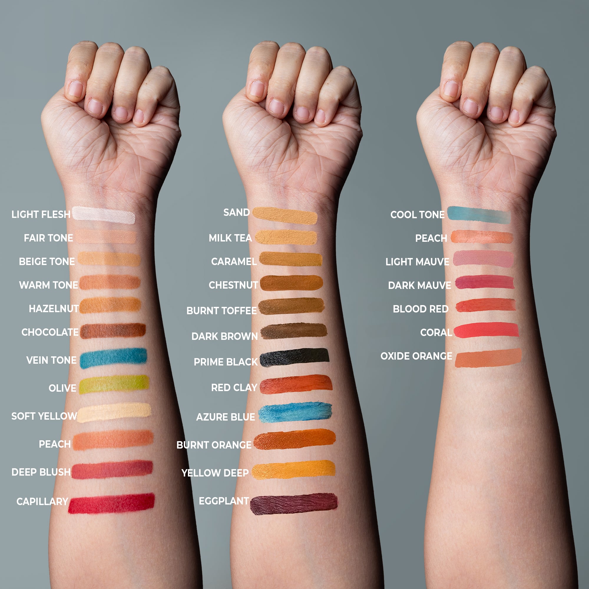Alcohol Palette Refill Pans swatched on arms