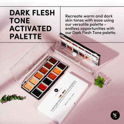 12 Color Dark Flesh Tone Alcohol Activated Palette