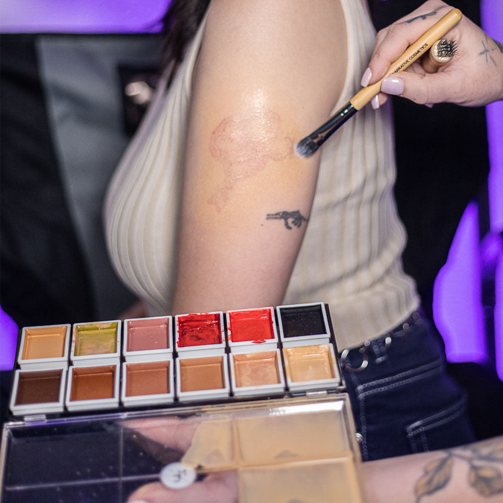 Tattoo cover-up application using 12-Color Tattoo Cover-Up Palette