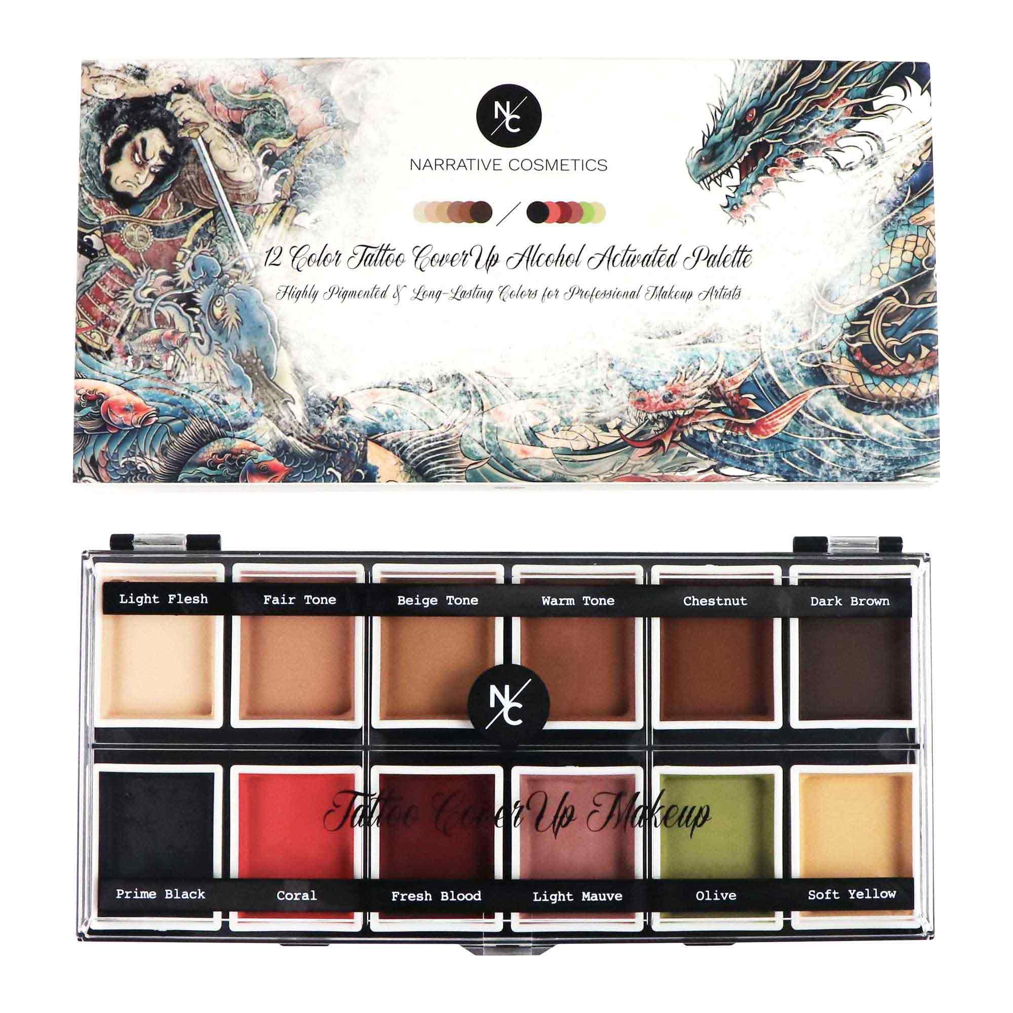 2-Color Tattoo Cover-Up Alcohol-Activated Palette branded gift packaging