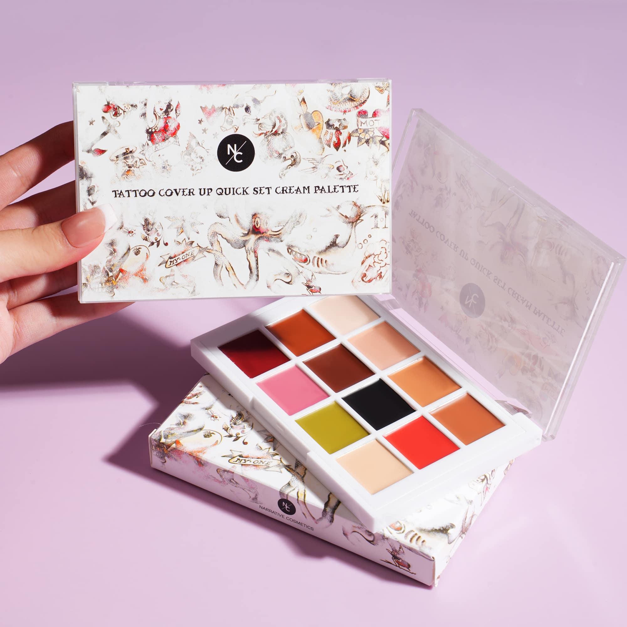 Quick-Set Tattoo Cover-Up Cream Palette with branded card