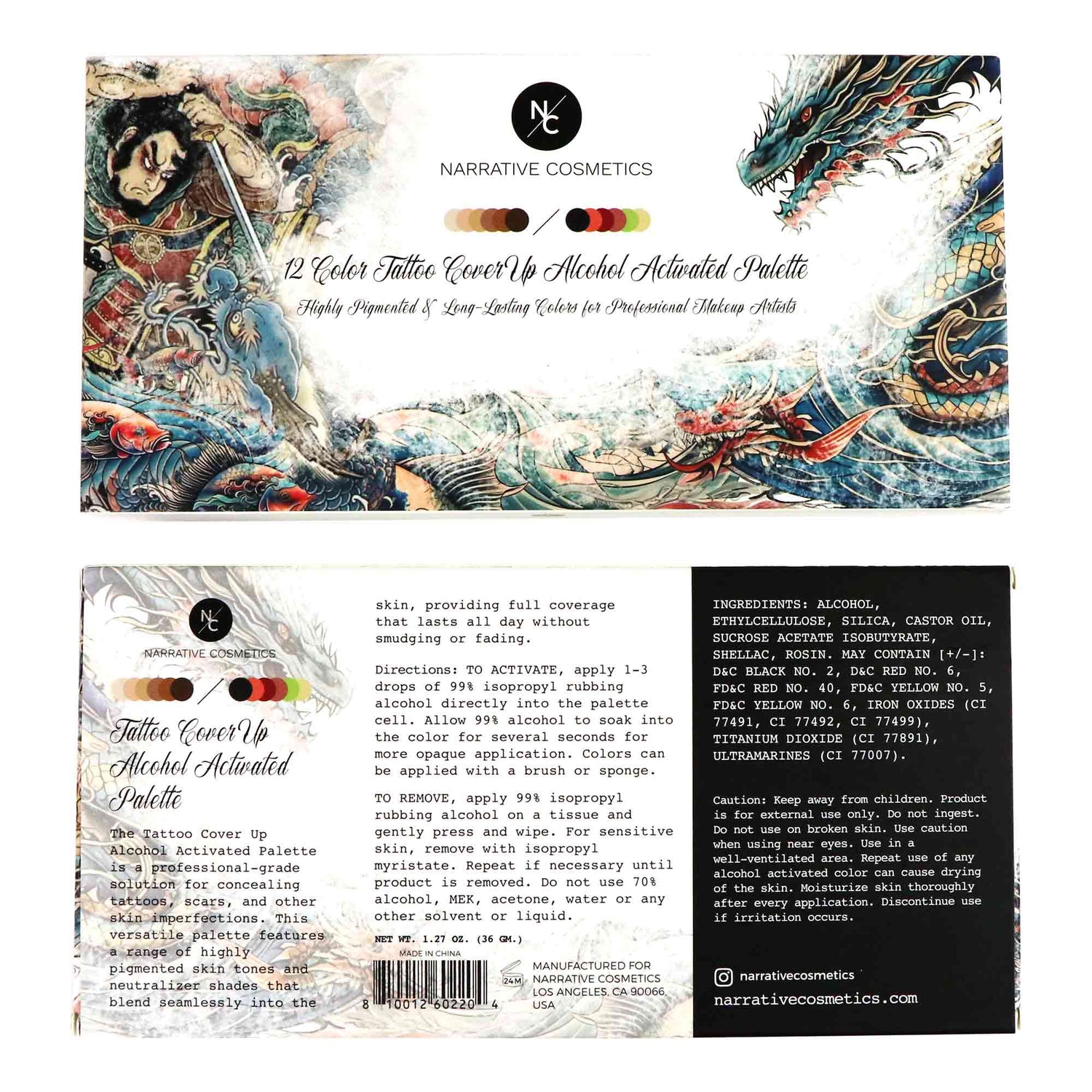 12-Color Tattoo Cover-Up Alcohol-Activated Palette