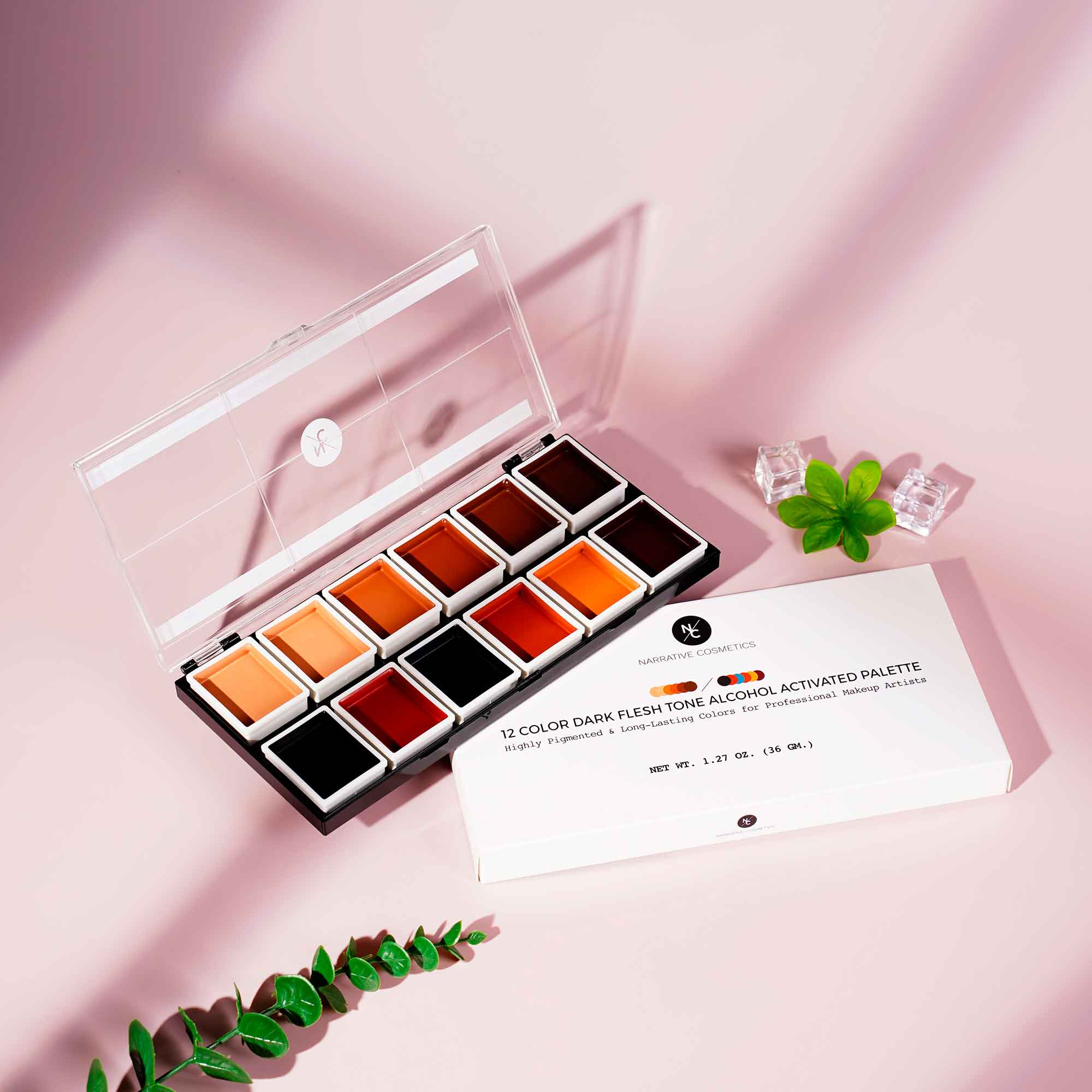 Dark Flesh Tone Alcohol Activated Palette with kit packaging