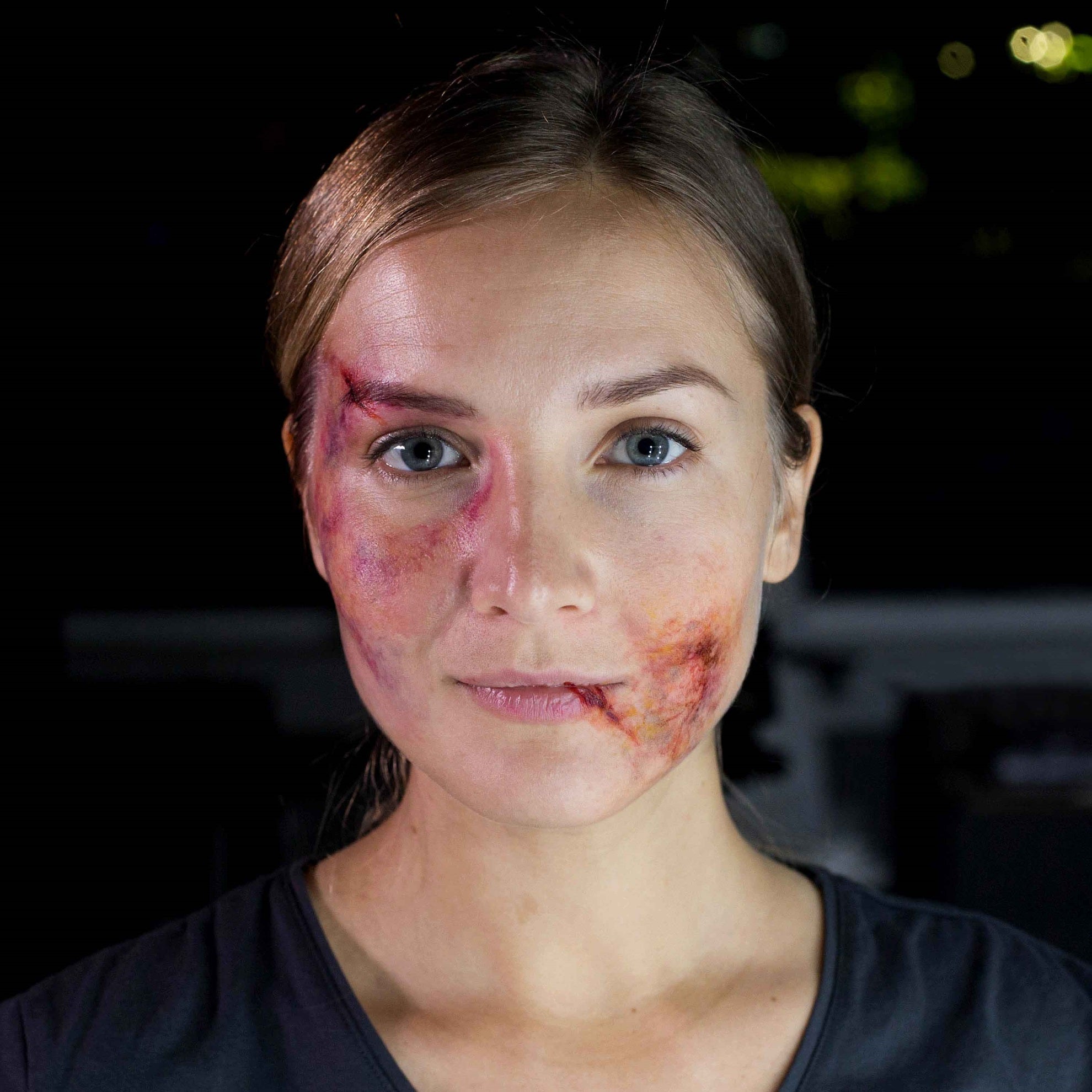 Realistic SFX injury makeup on model
