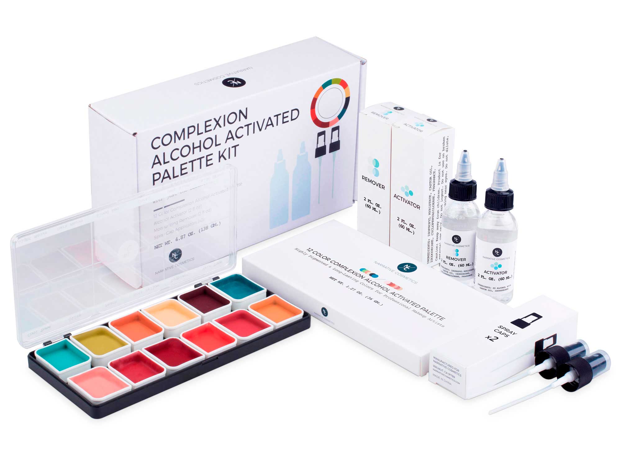 Complexion alcohol palette full kit and packaging