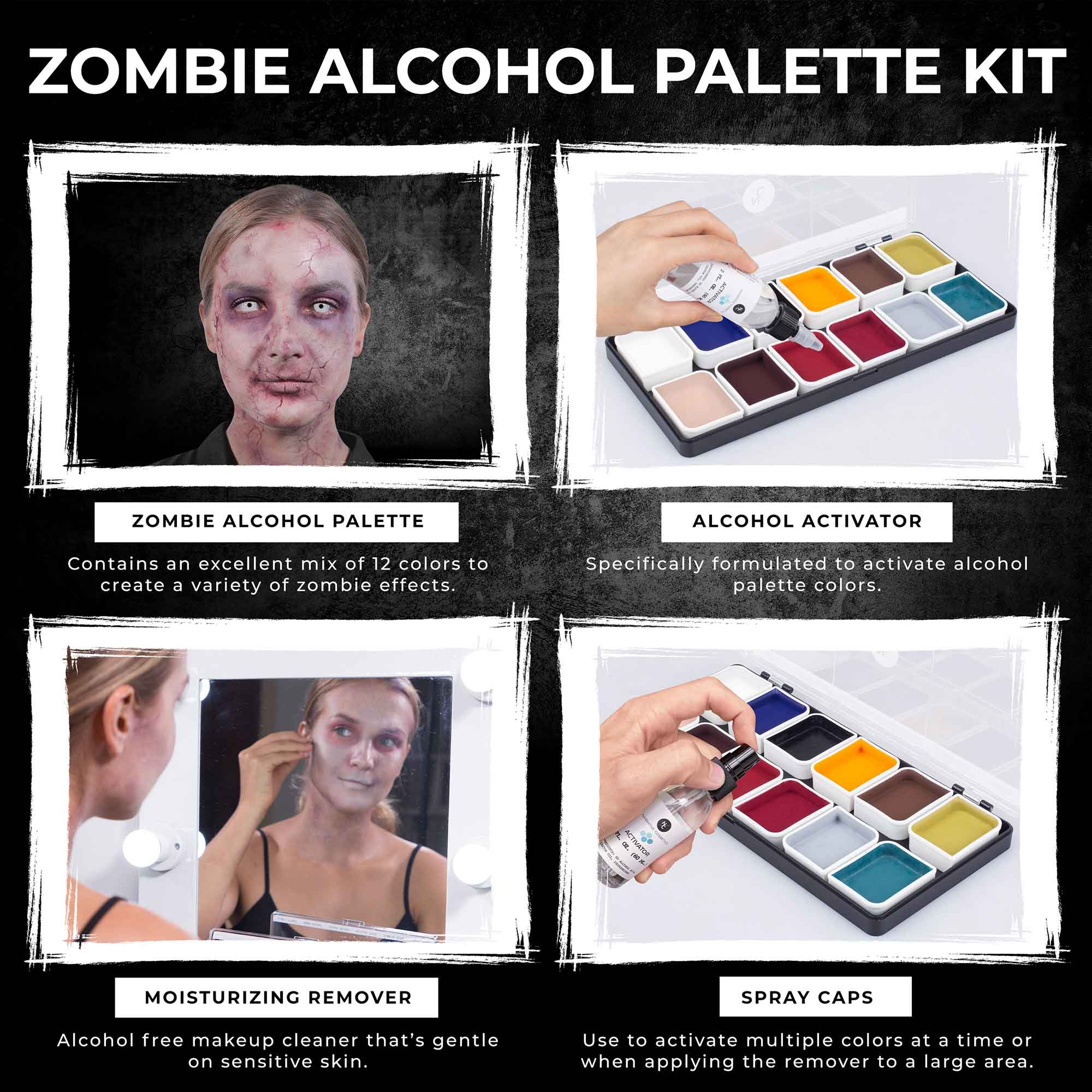 12-Color Zombie Alcohol-Activated Professional SFX Makeup Palette