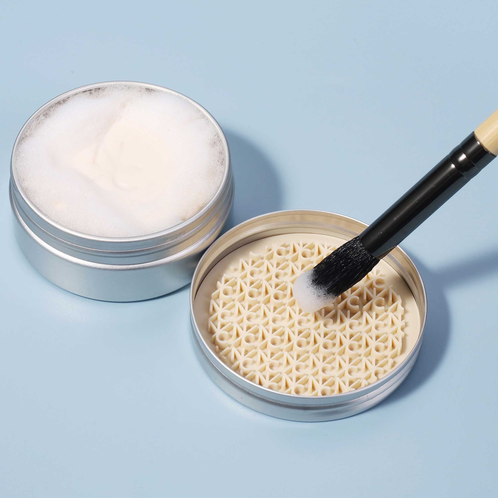 Solid Makeup Brush Cleanser Soap for Cosmetic Brushes with Silicone Cleaning Pad - Vanilla Fragrance, 2.45 Oz., Professional Makeup
