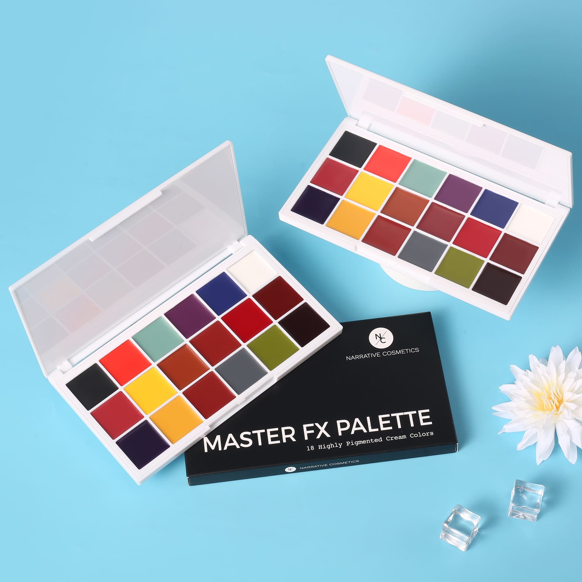 Narrative Cosmetics Master FX Palette, 18 Highly Pigmented Cream Colors,  Professional SFX Makeup Palette for the Stage, Film, Costumes, Cosplay