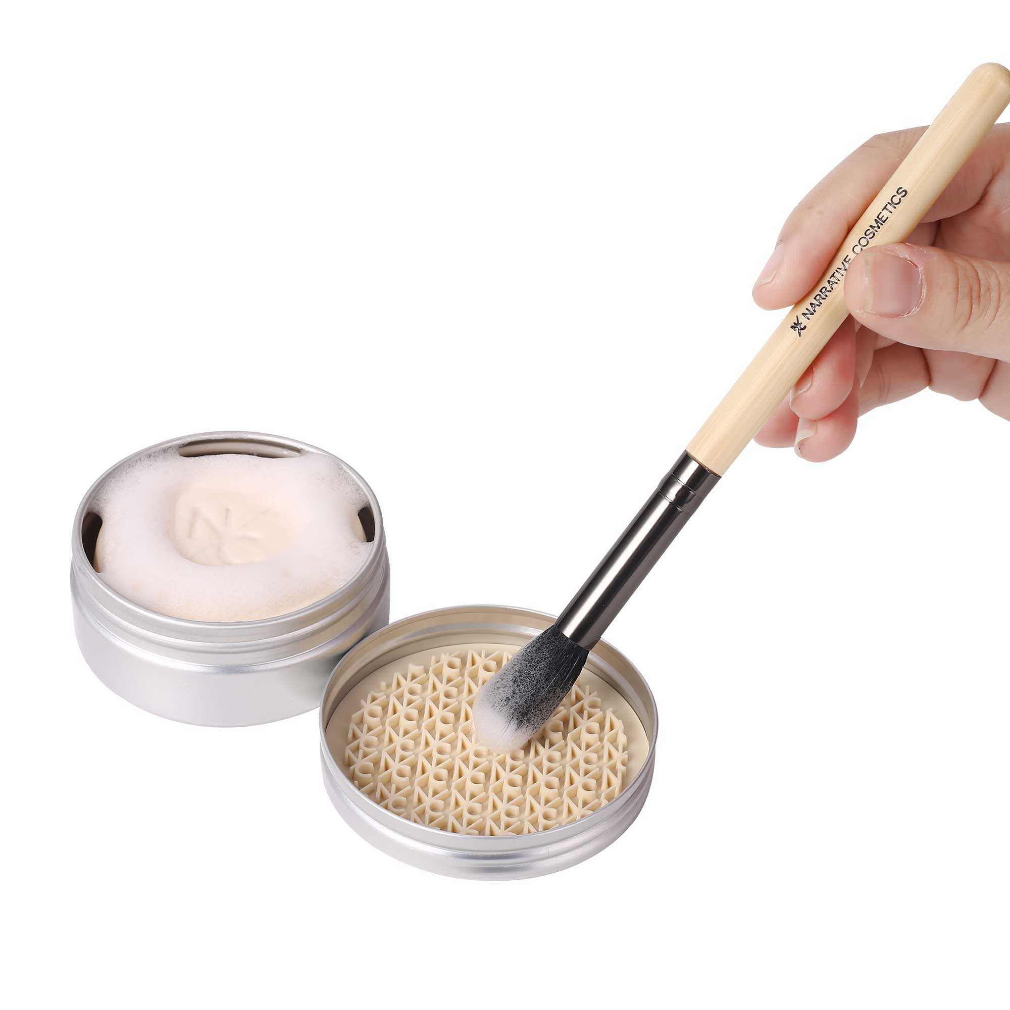 Solid Makeup Brush Cleanser Soap for Cosmetic Brushes with Silicone Cleaning Pad - Vanilla Fragrance, 2.45 Oz., Professional Makeup