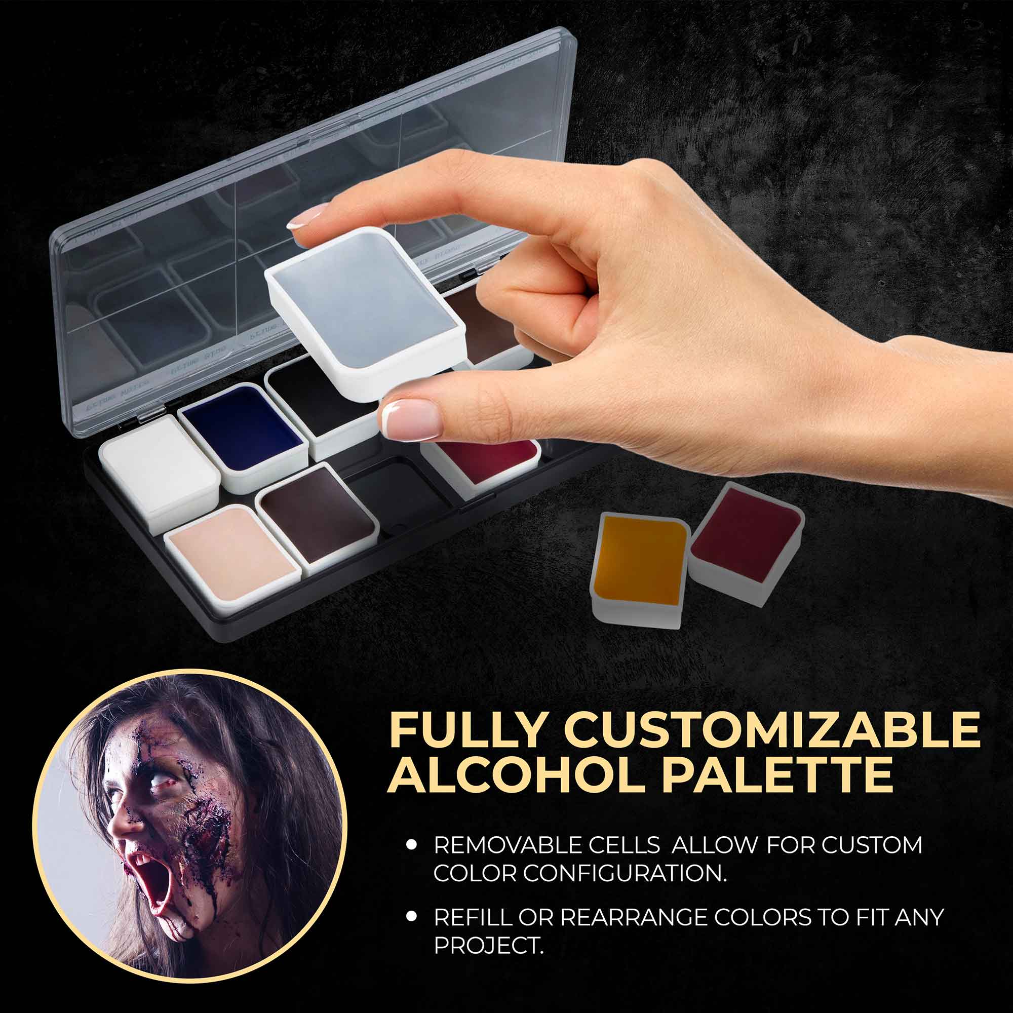 12-Color Zombie Alcohol-Activated Professional SFX Makeup Palette