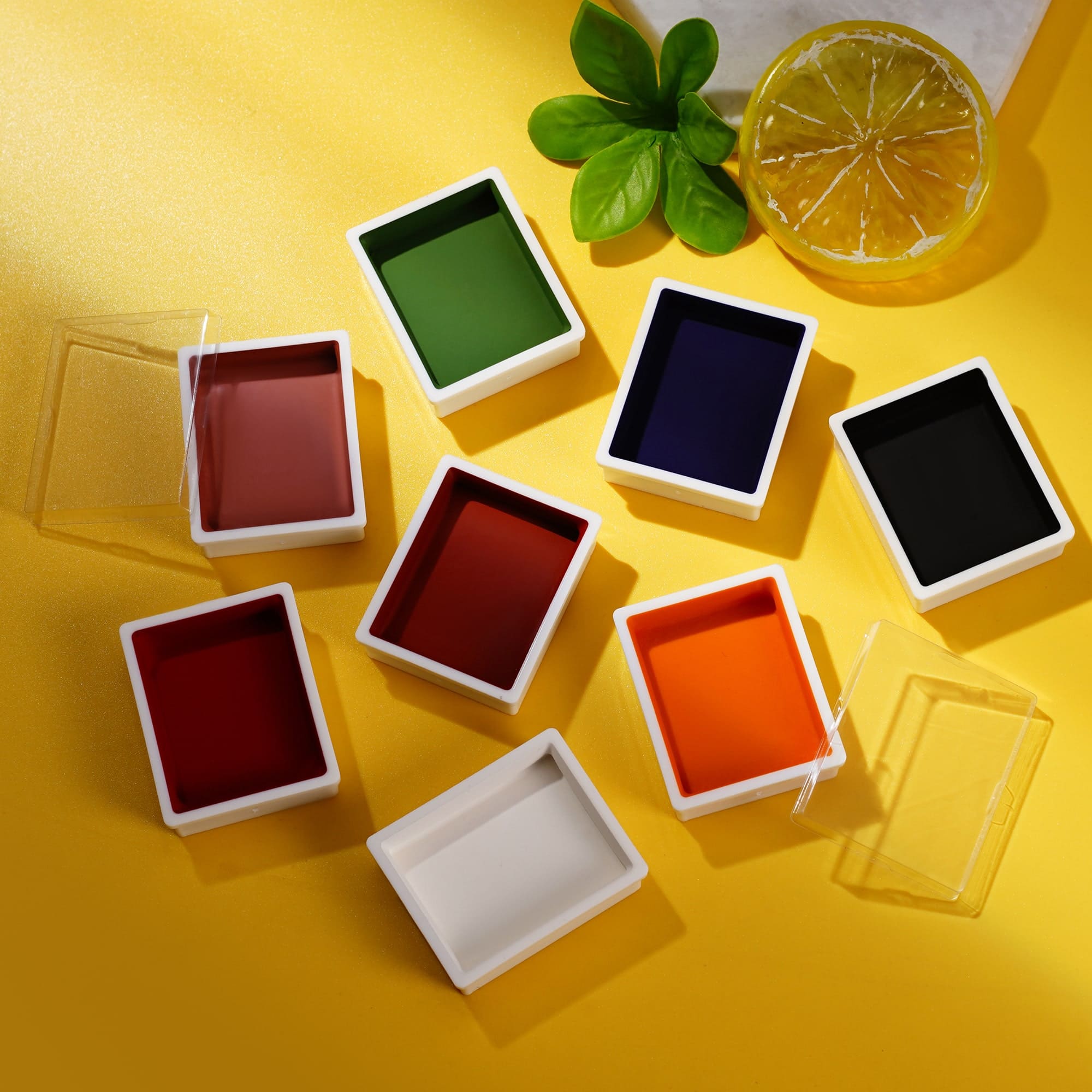 FX refill pan shade assortment on yellow background