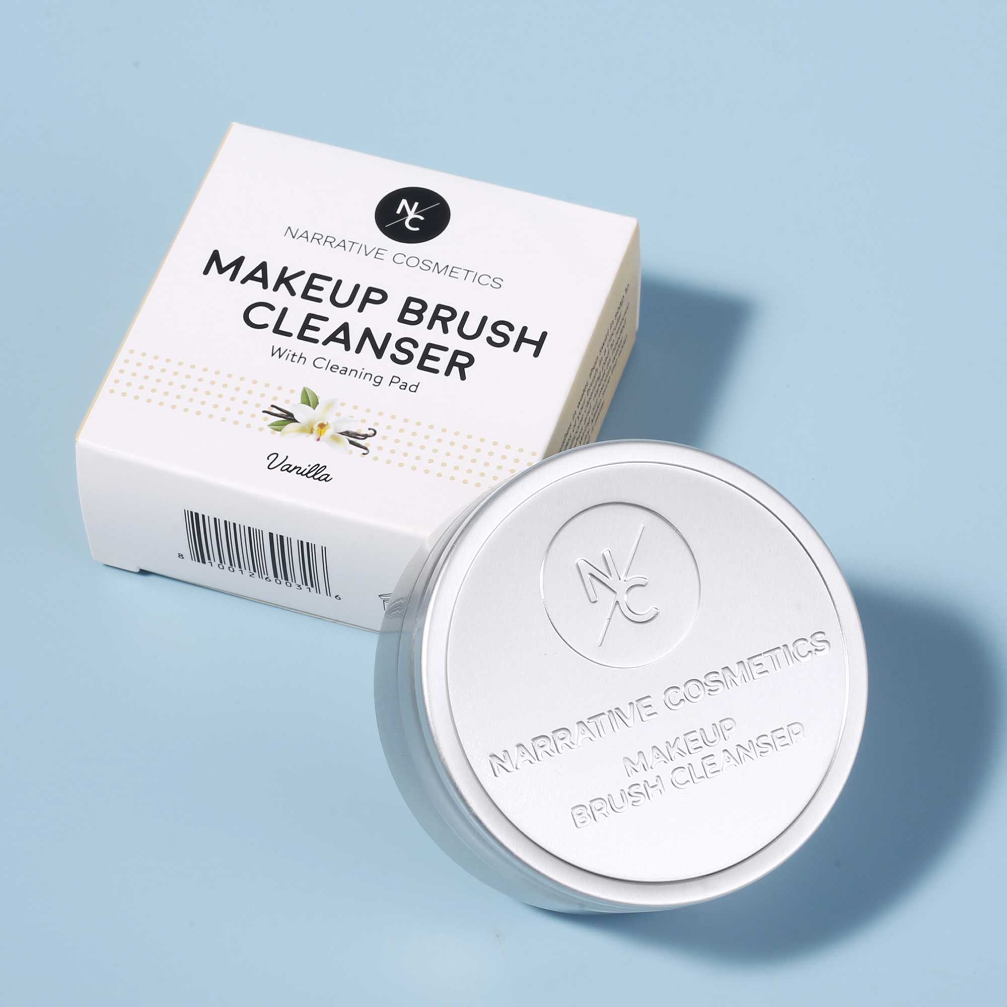 Solid Makeup Brush Cleanser Soap for Cosmetic Brushes with Silicone Cleaning Pad - Vanilla Fragrance, 2.45 Oz., Professional Makeup